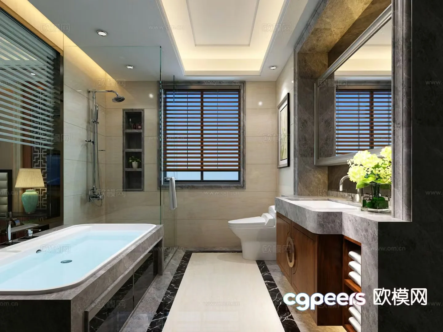 New Chinese style bathroom 3d model