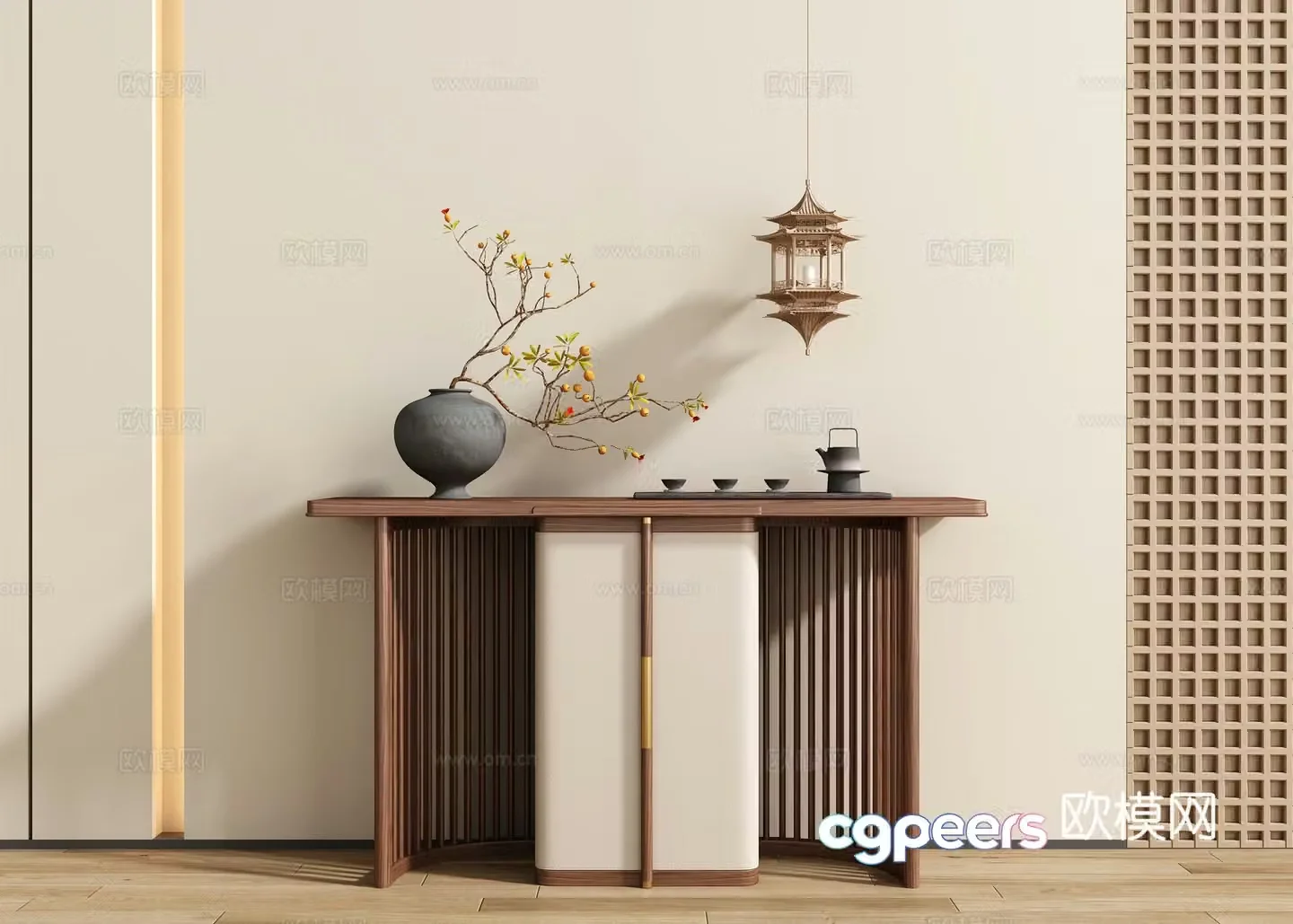 New Chinese style entrance hall 3D model