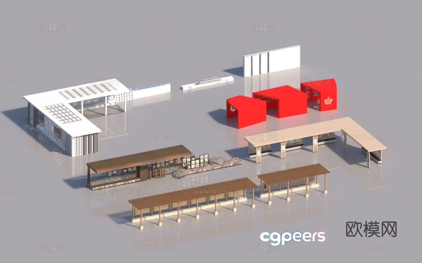 Modern corridor corridor corner corridor pavilion 3D model
