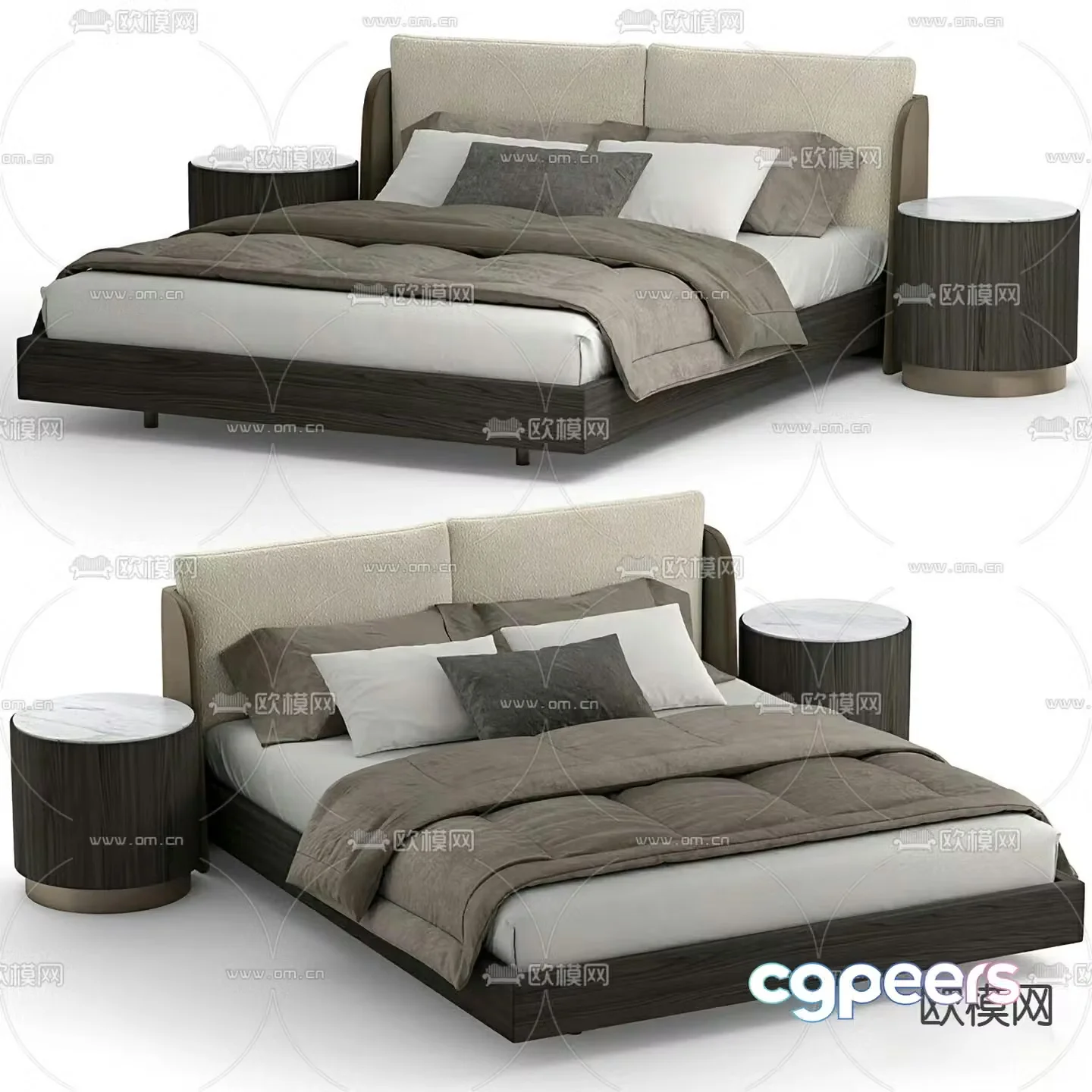 Modern double bed 3d model
