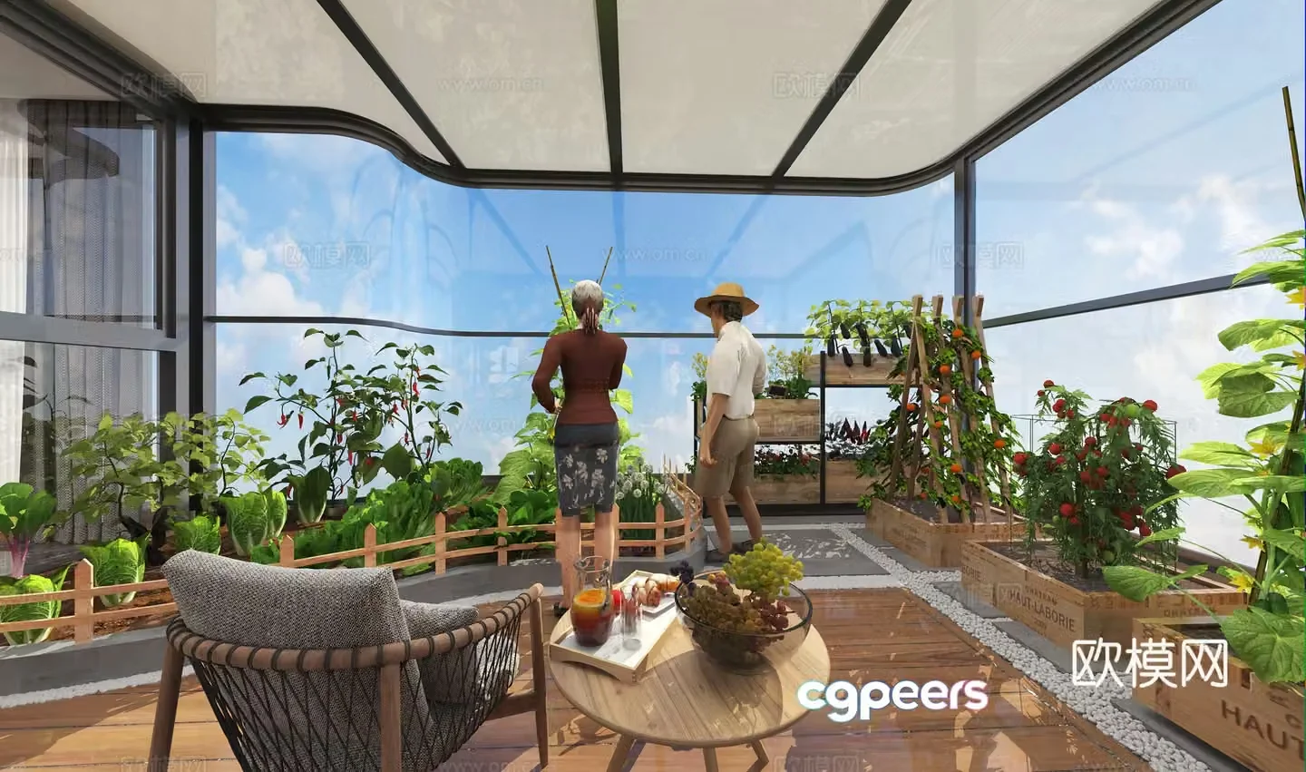 Modern balcony vegetable garden 3d model