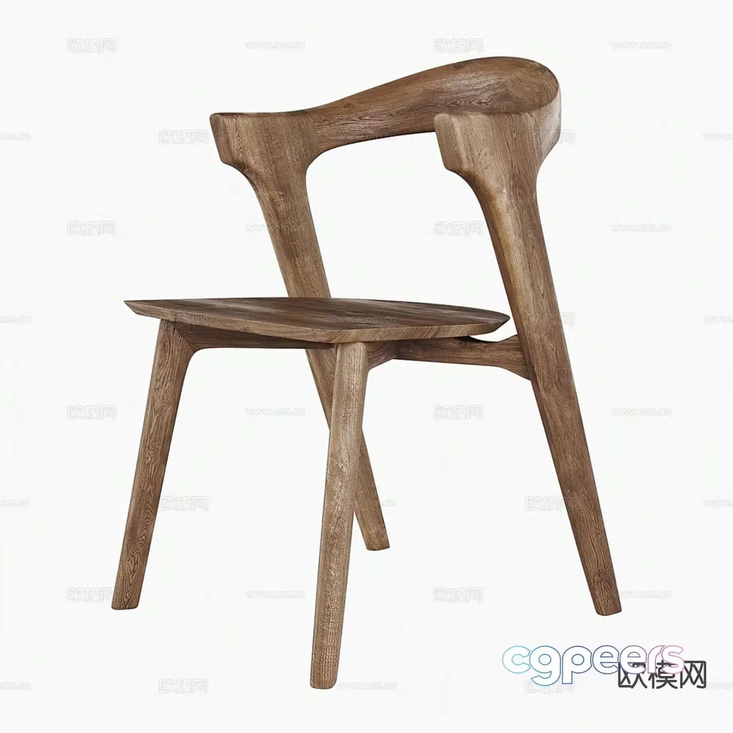 Ethnicraft Oak Bok wabi-sabi chair dining chair 3d model
