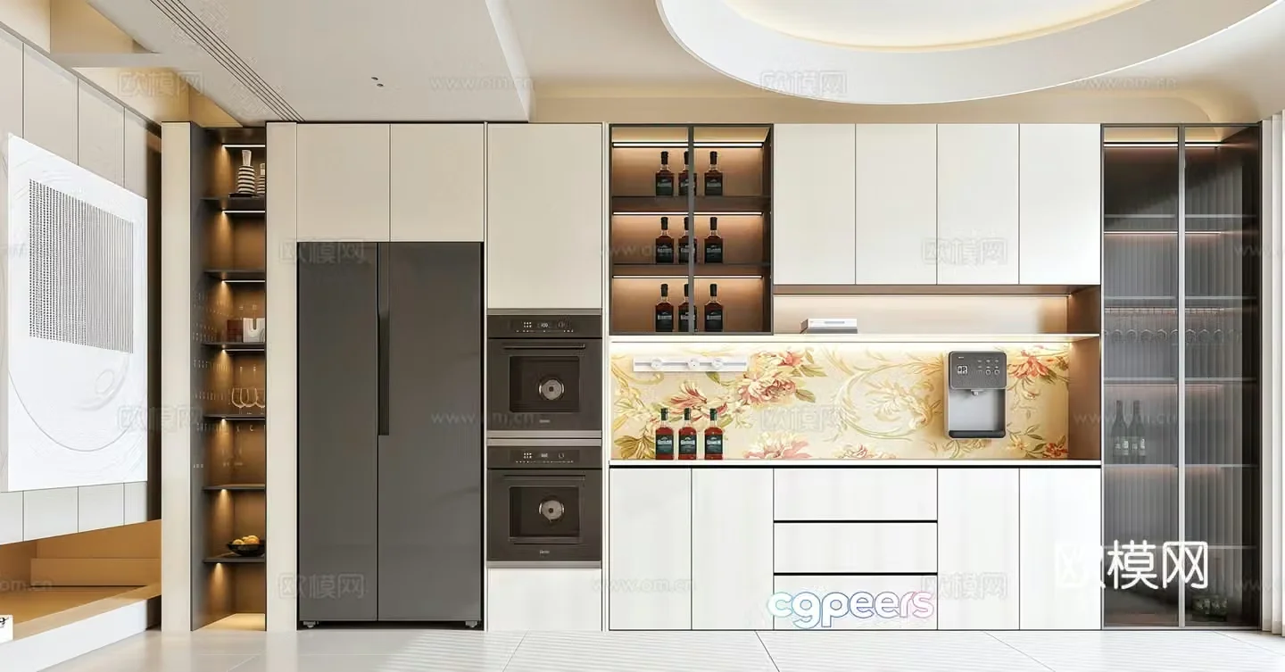 Modern sideboard refrigerator cabinet 3d model