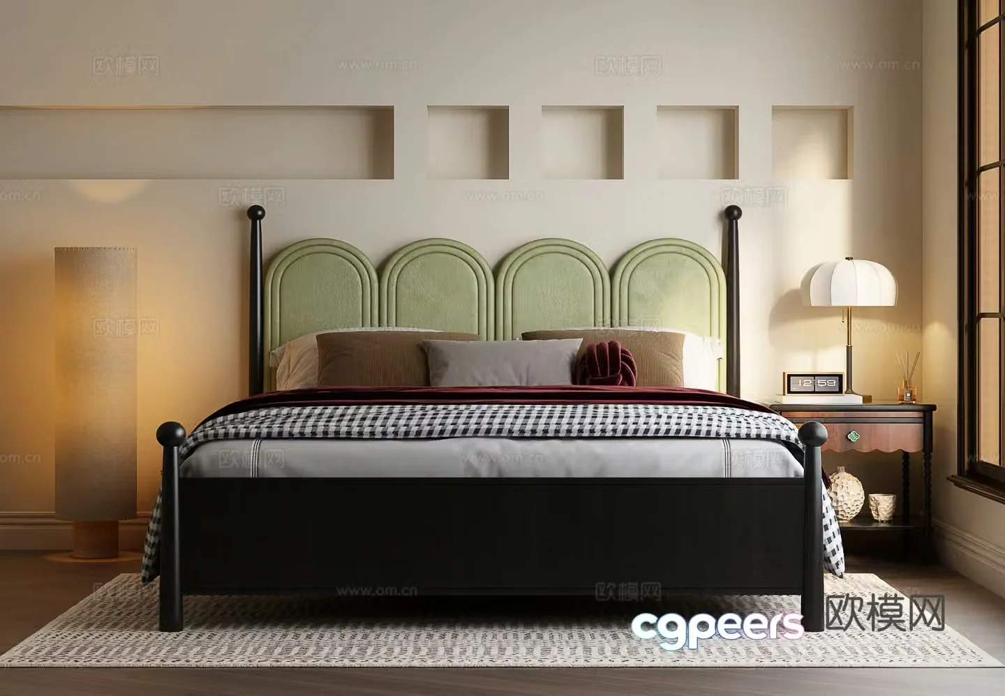 French retro bed French medieval double bed Modern retro double bed 3d model