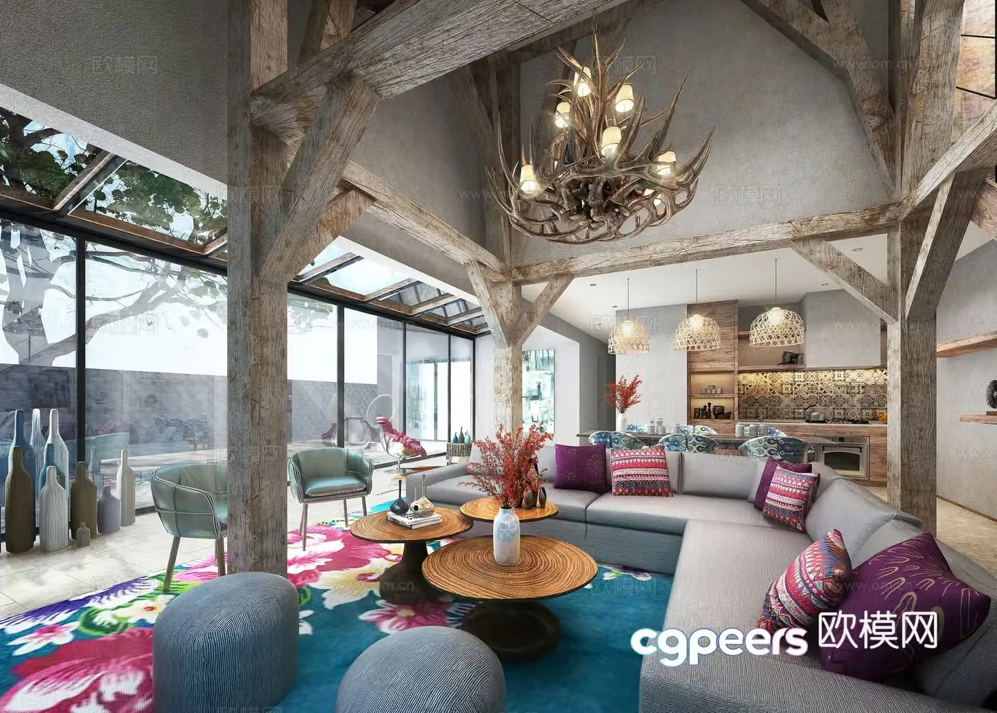 Wabi-sabi living room 3d model