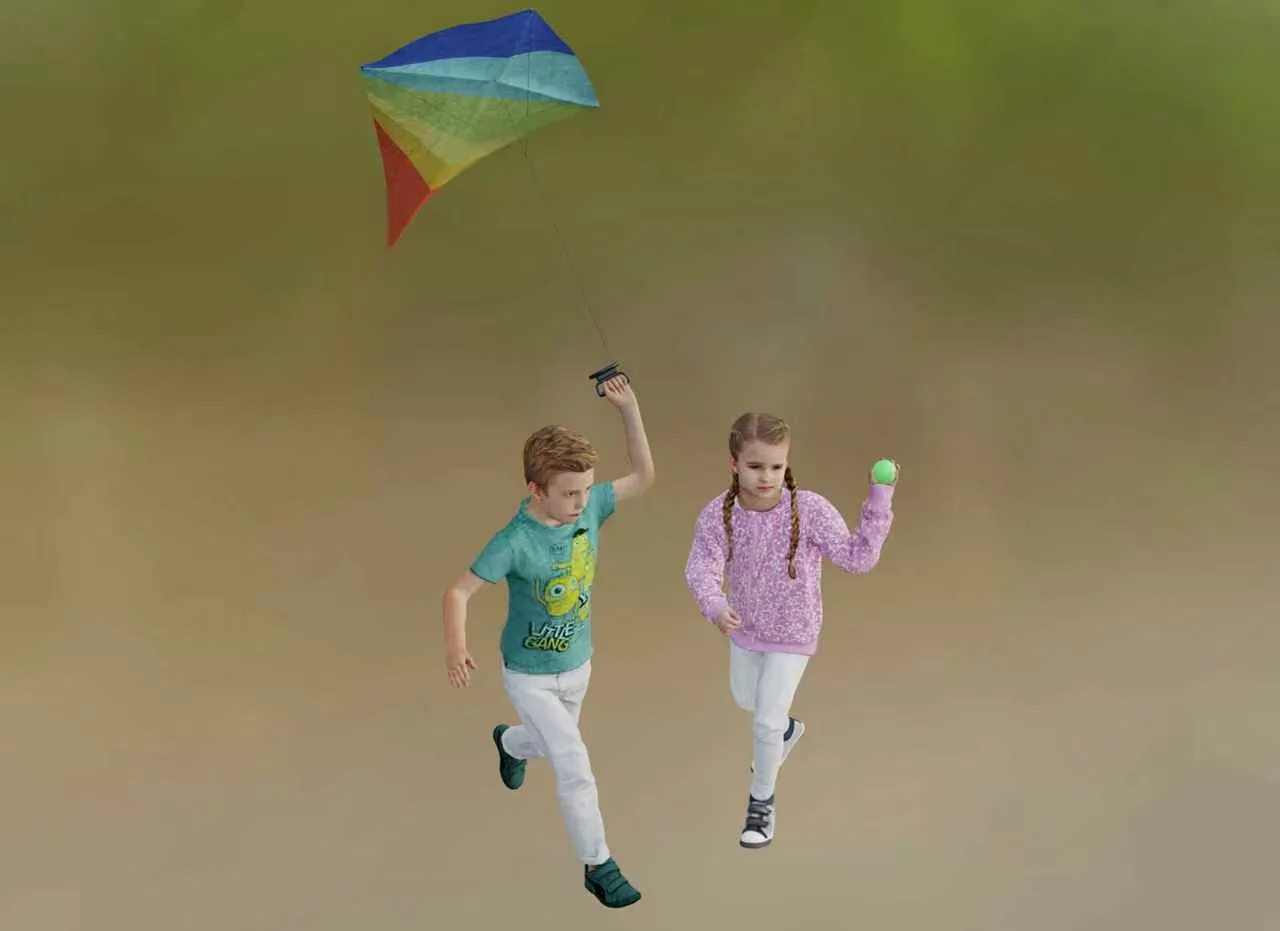 Two Children 3D Model – 15639 – VRAY Render