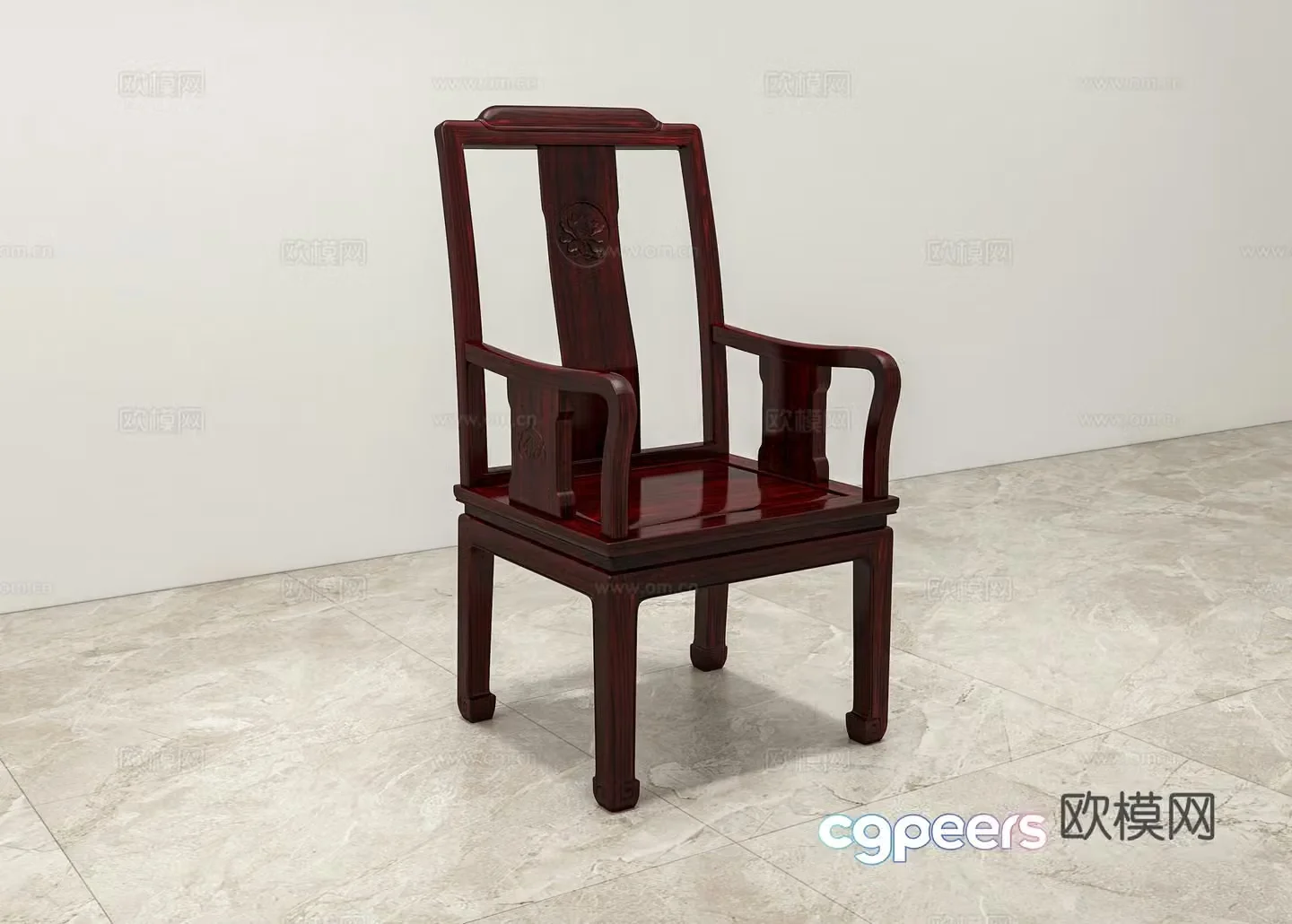 Chinese dining chair New Chinese dining chair Solid wood mahogany 3D model