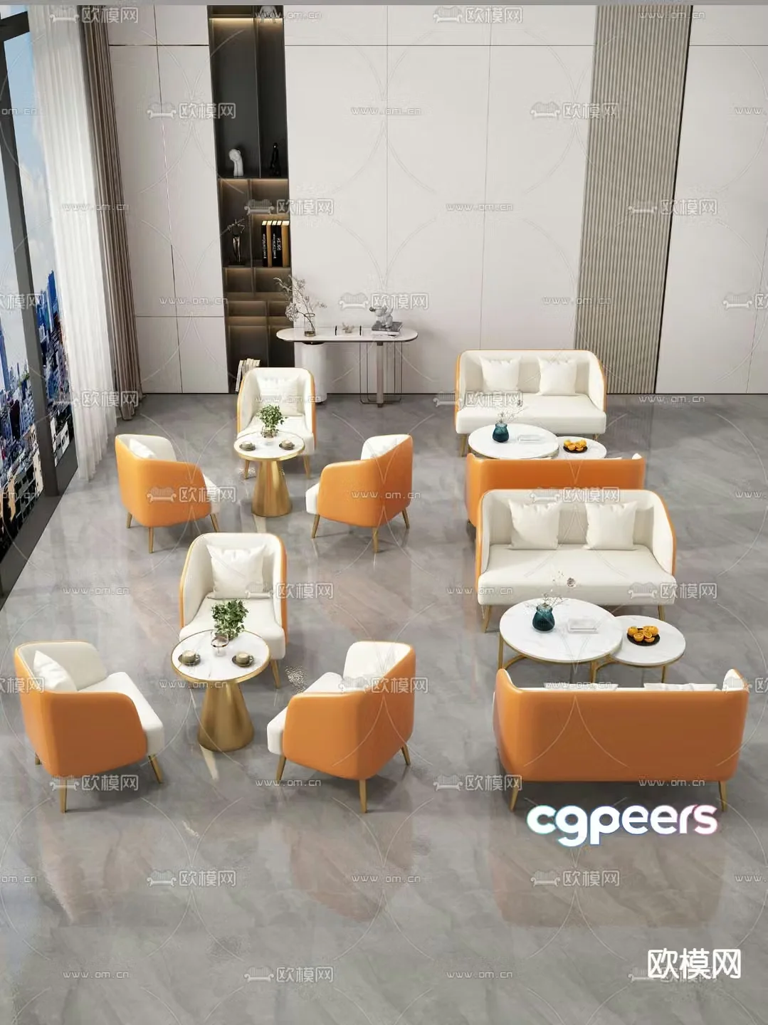 Negotiation tables and chairs office sofa 3d model