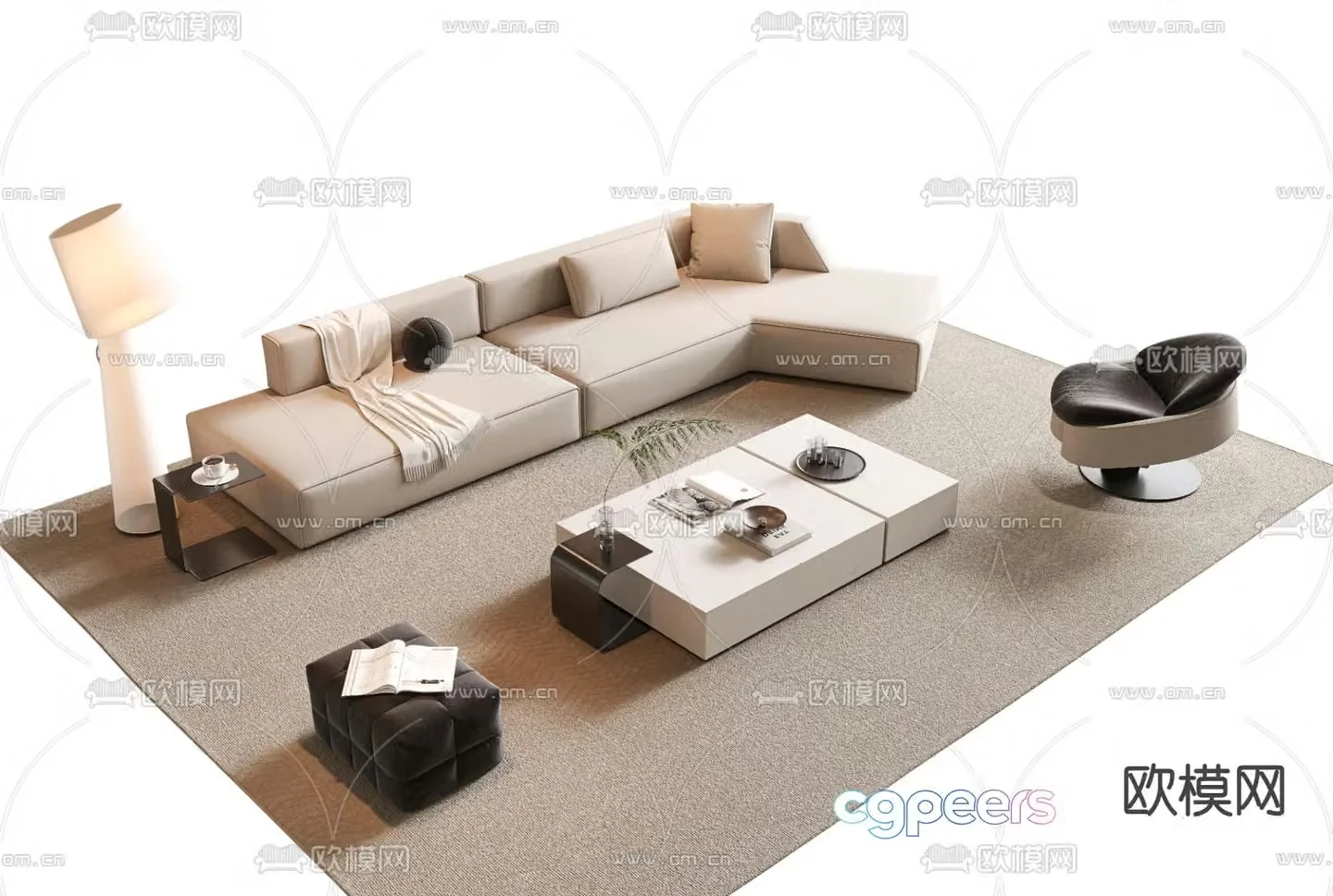 Modern sectional sofa 3d model