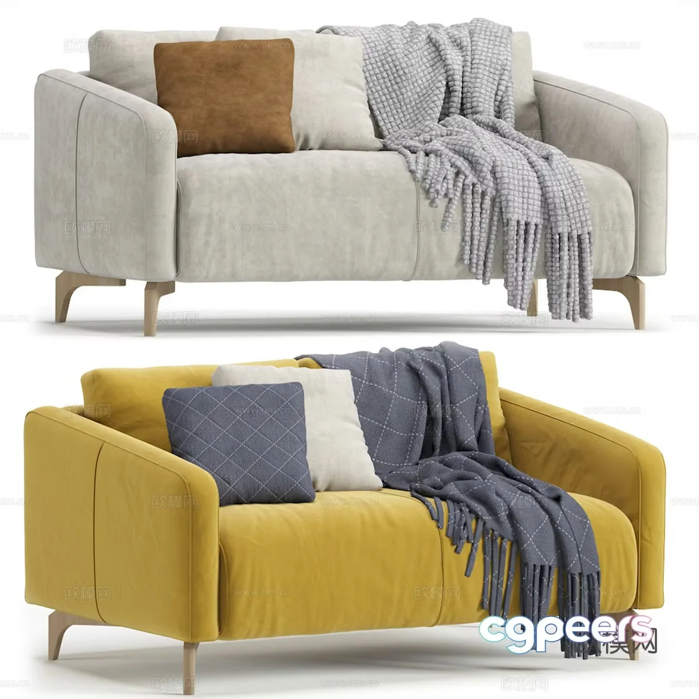 3d model of double sofa