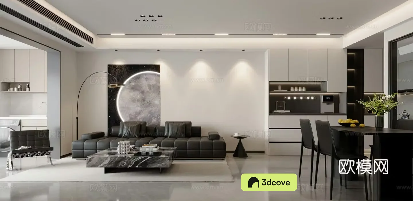 Modern black white and gray living room
