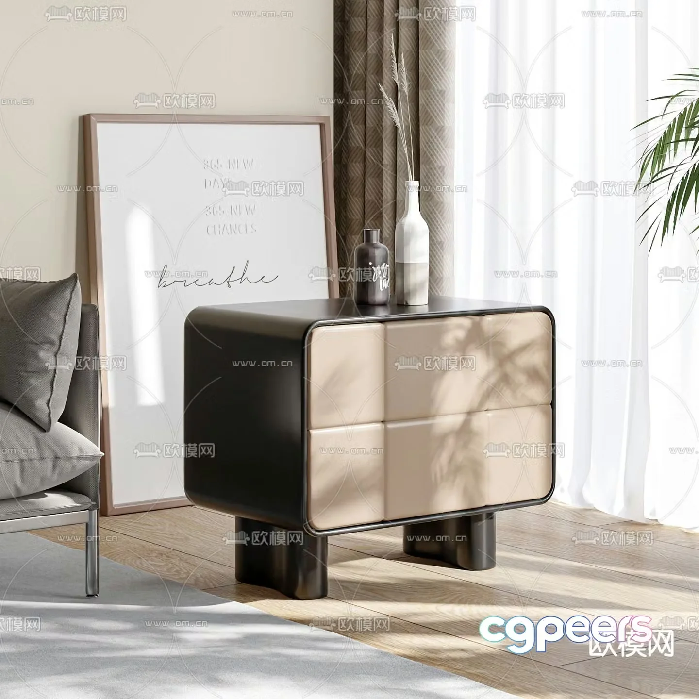 Modern bedside table 3d model