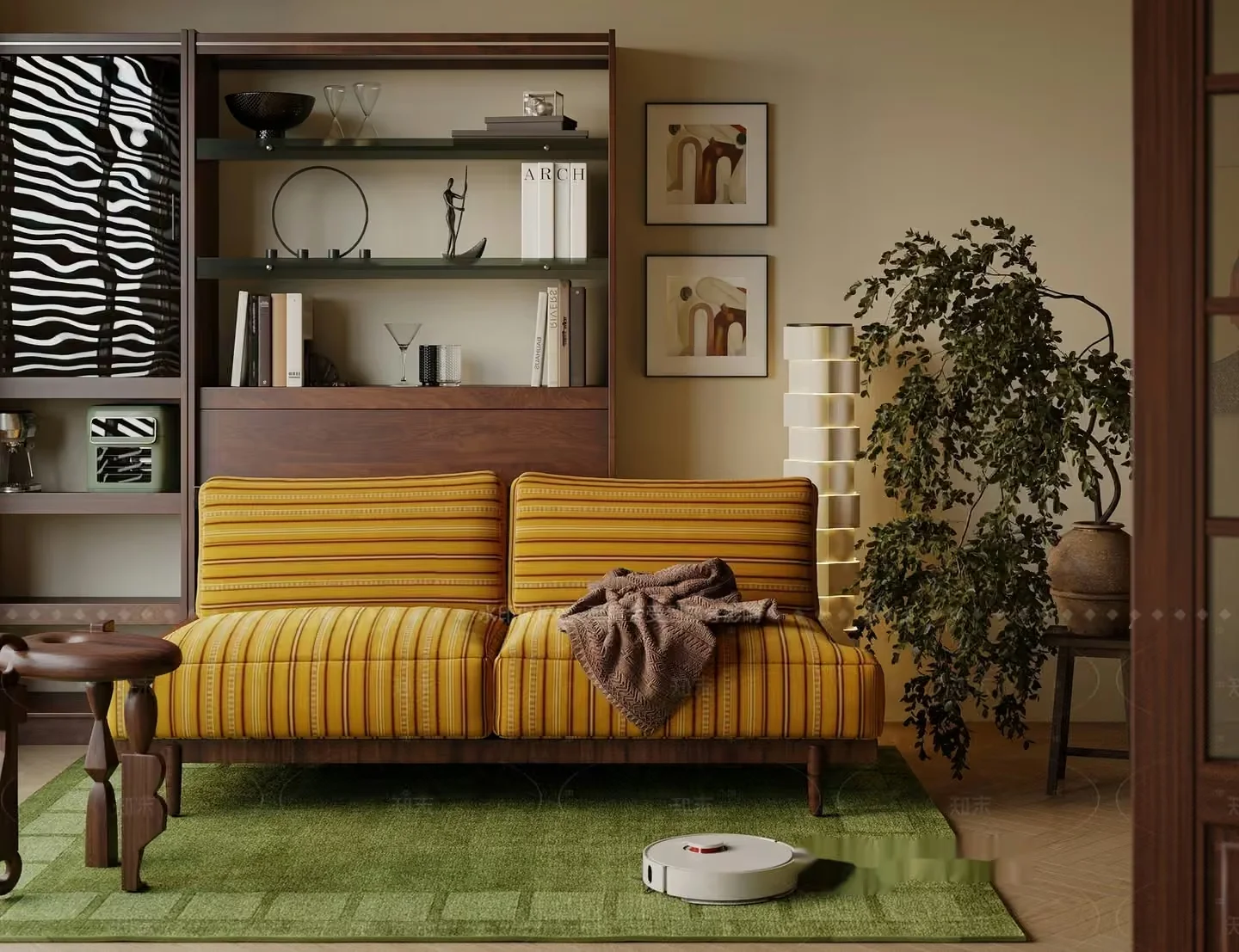 Mid-Century Modern Sofa 3D Model – 1358 – VRAY Render