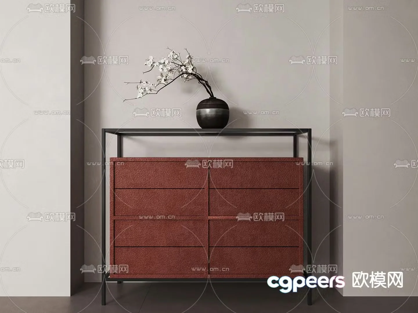 New Chinese style chest of drawers entrance cabinet 3D model