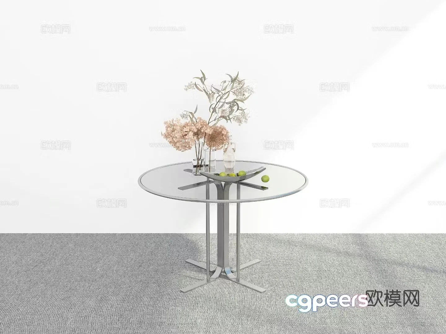 Modern dining table round table 3d model