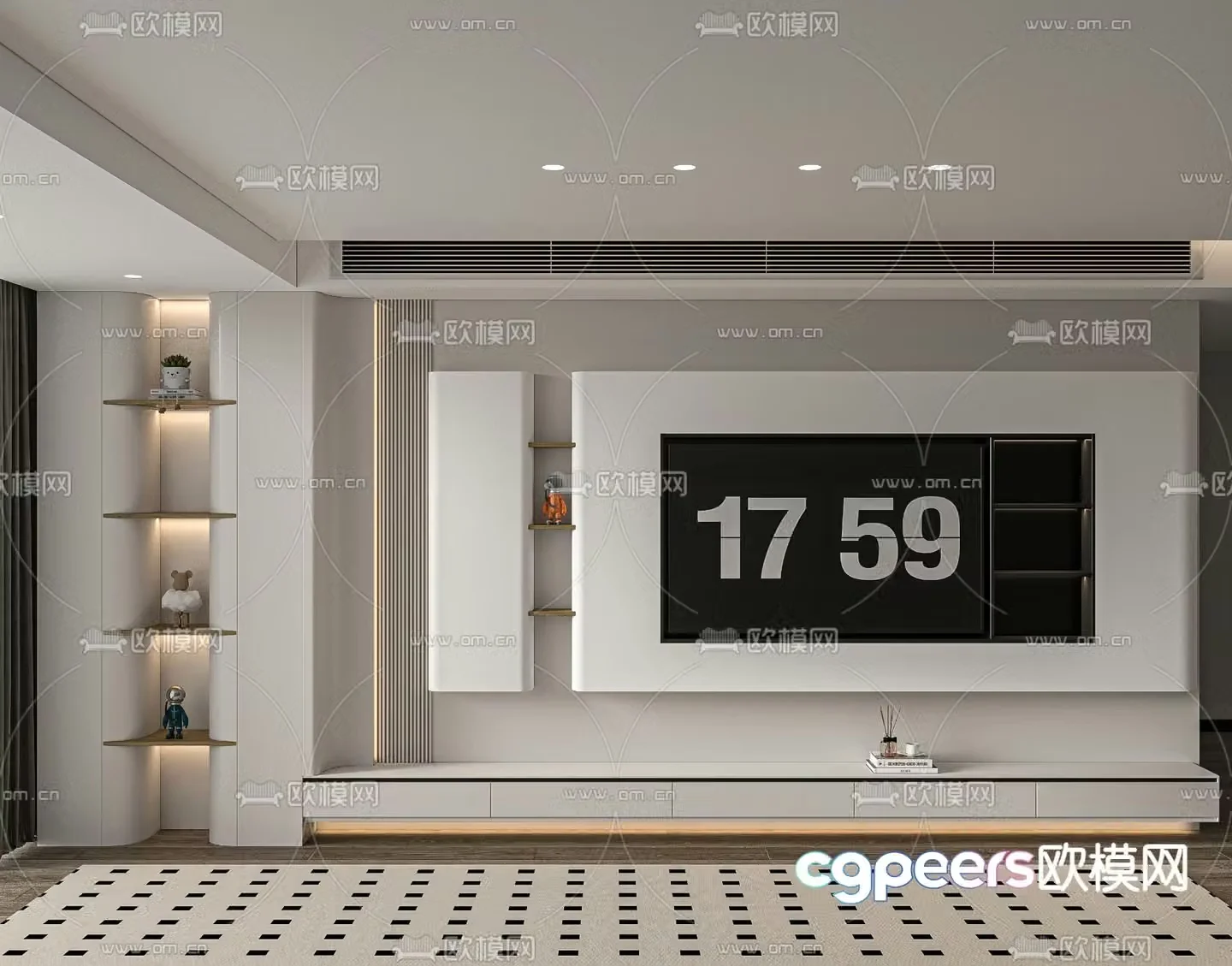 3d model of TV background wall