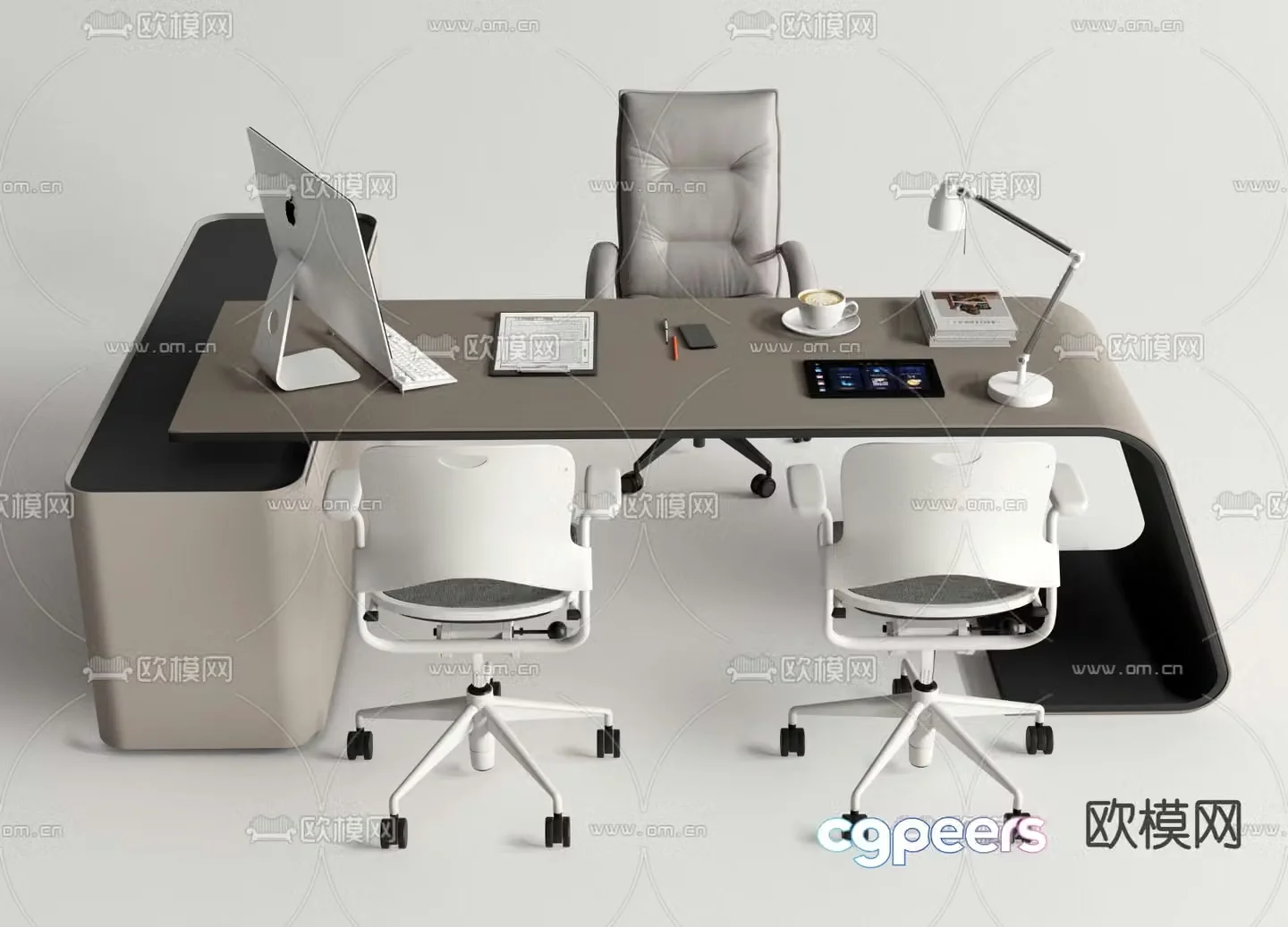 Executive desk boss desk supervisor desk 3D model