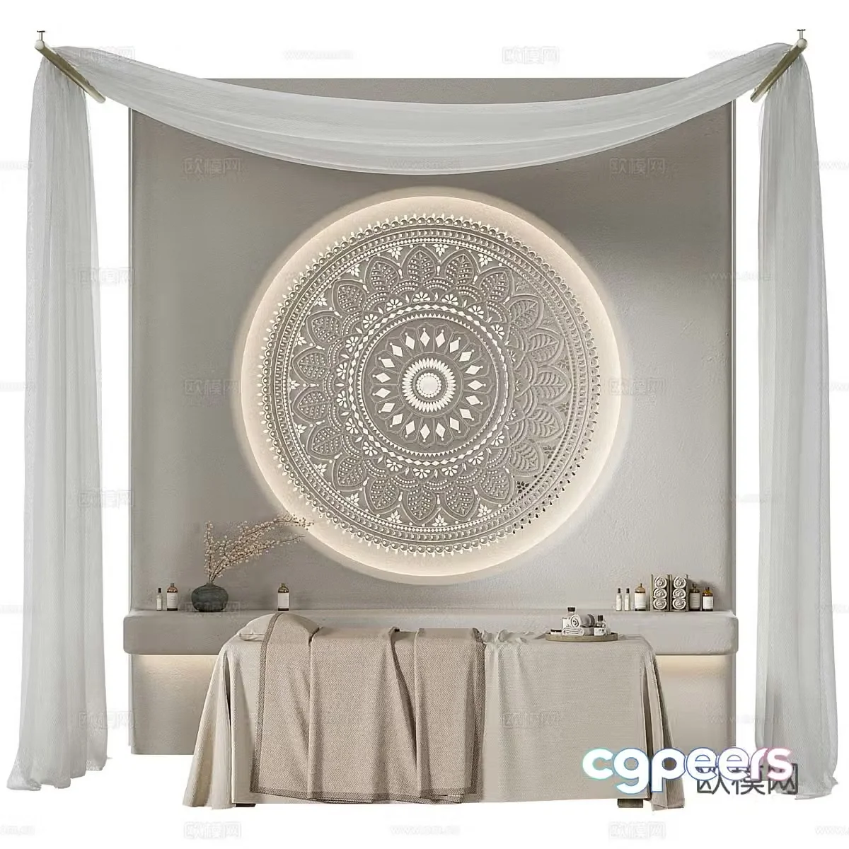Modern Wasabi Hydrotherapy Massage Room 3D Model