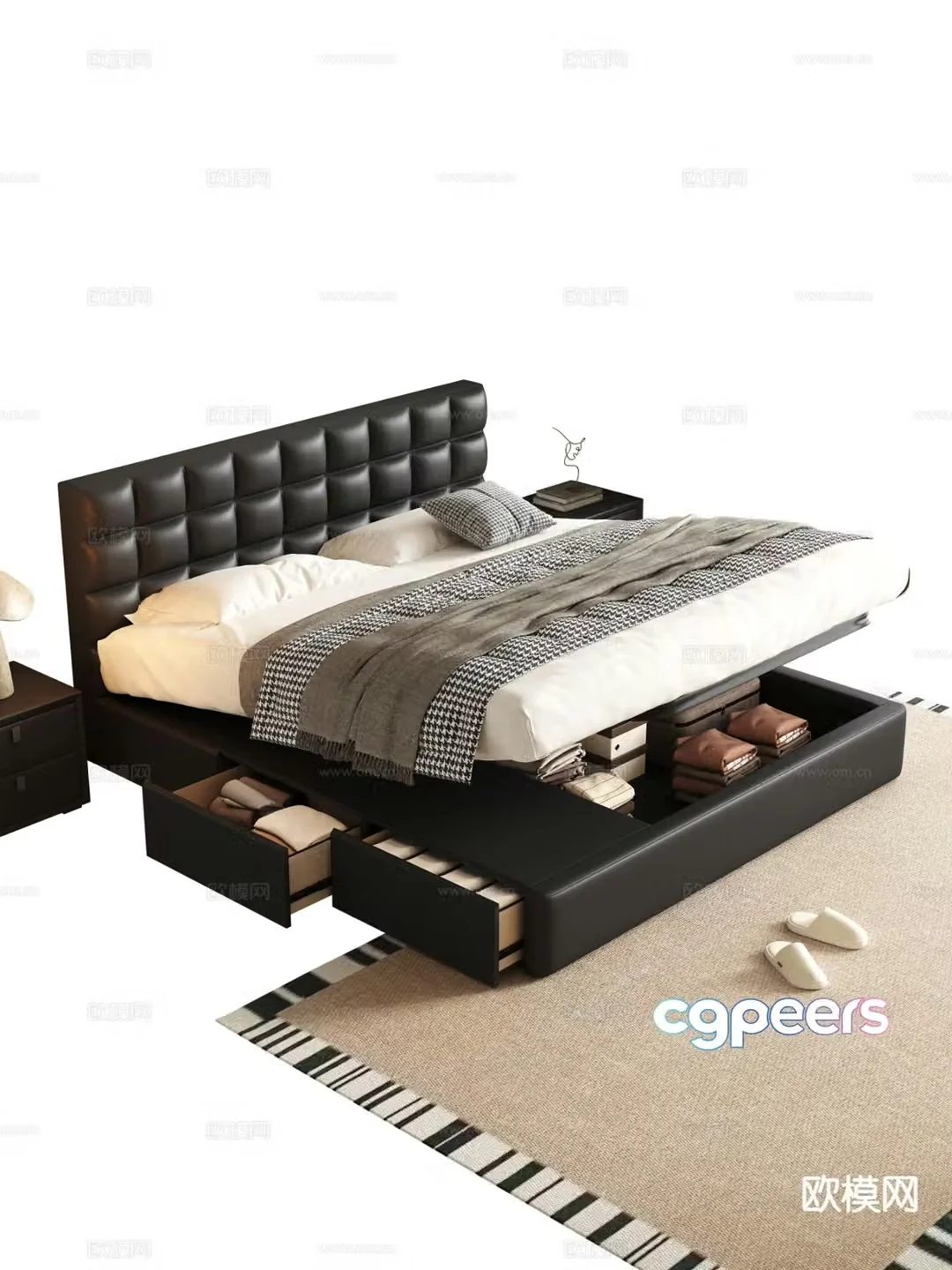 Italian double bed 3d model