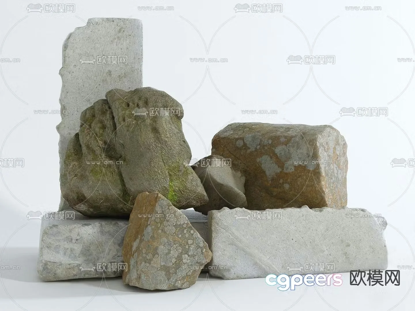 Modern rock stone 3d model