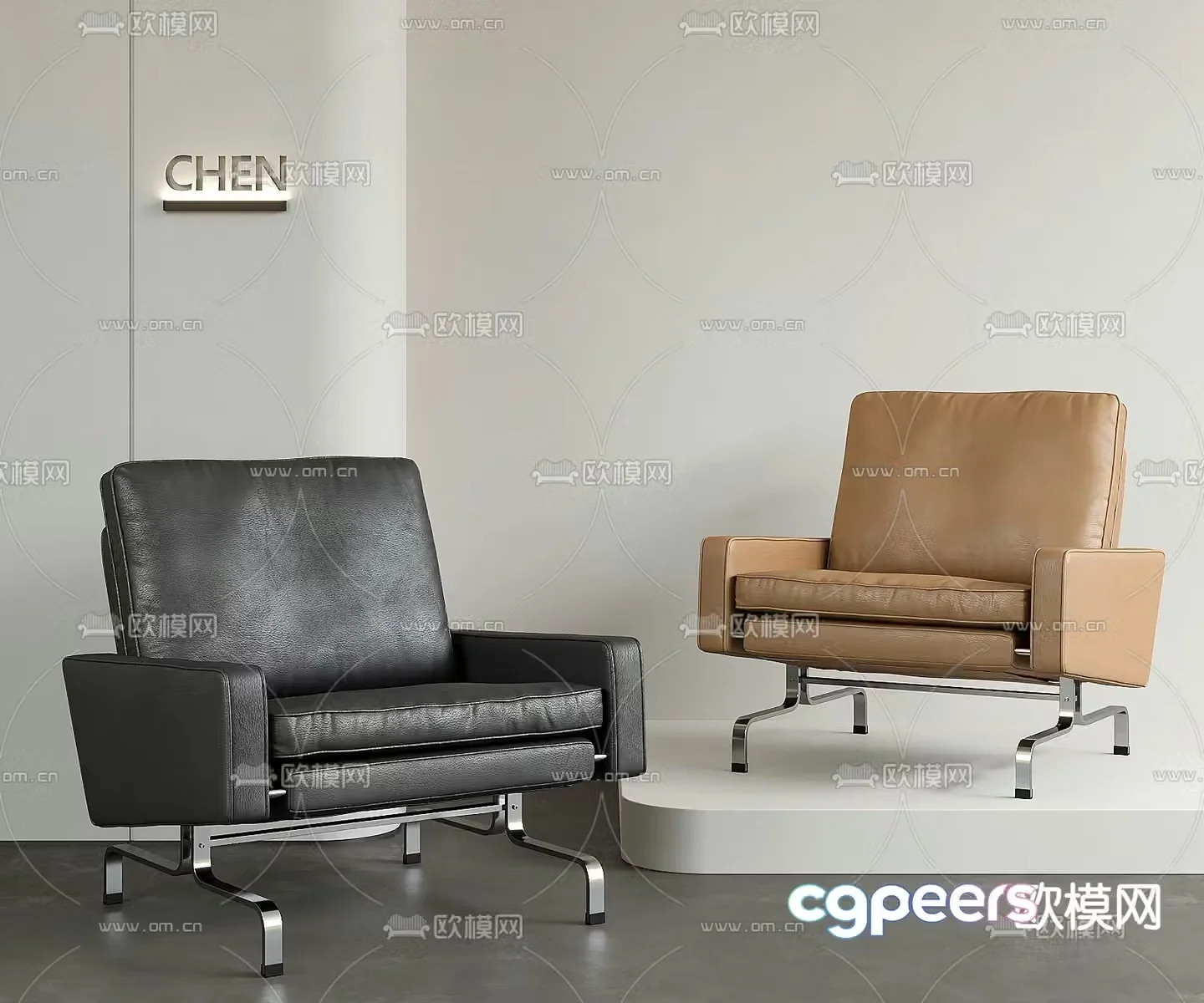 Single sofa leather sofa 3d model