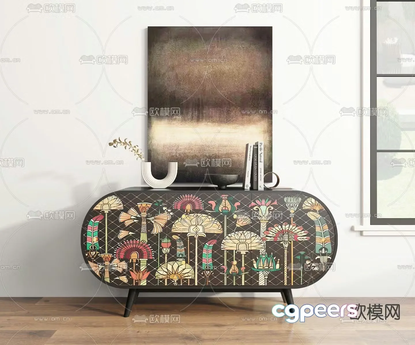 Middle-aged style end view cabinet porch cabinet side cabinet 3D model
