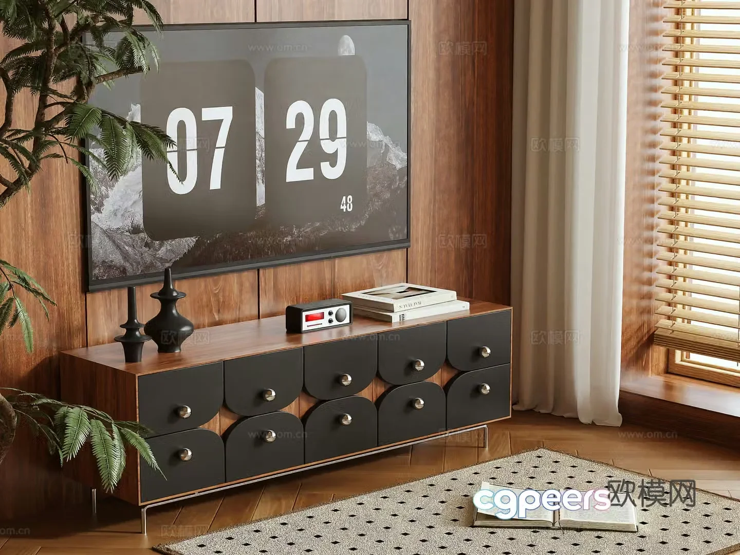 Medieval style TV cabinet 3D model