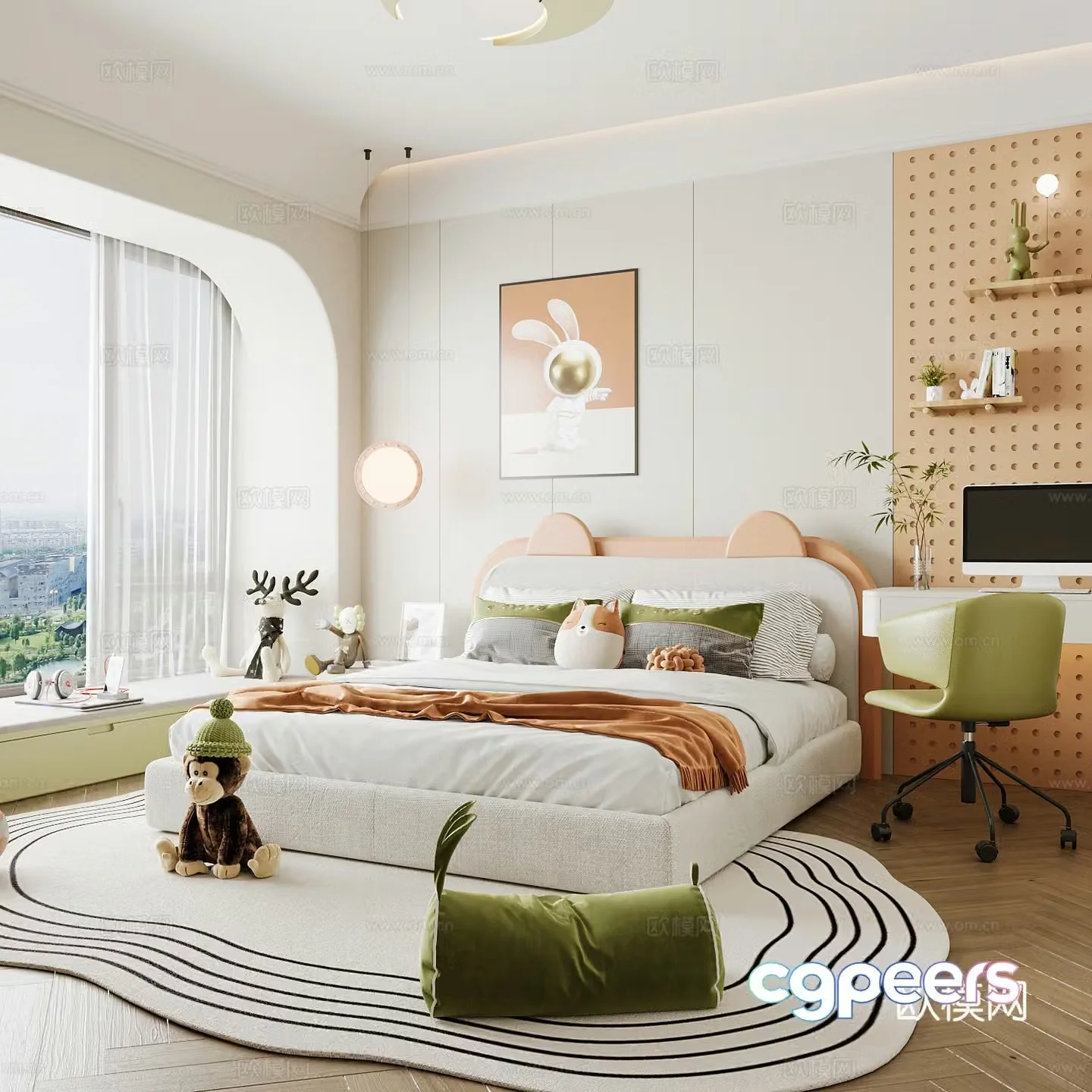 Modern children’s room boy’s room girl’s room children’s bed children’s wardrobe children’s desk 3d model