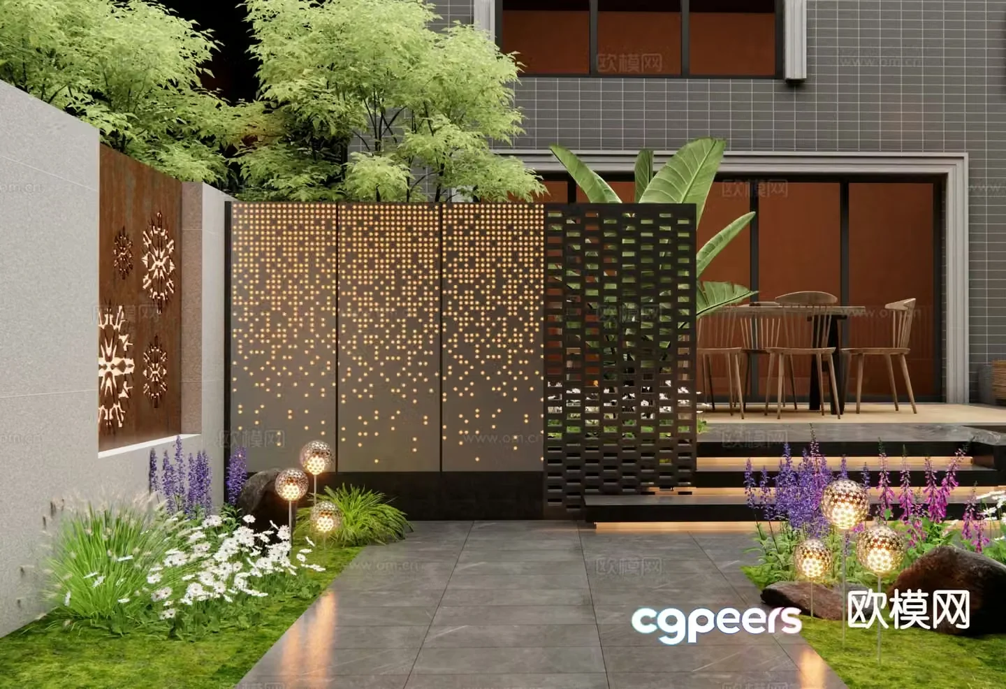 Modern courtyard landscape wall entrance landscape wall courtyard garden 3d model