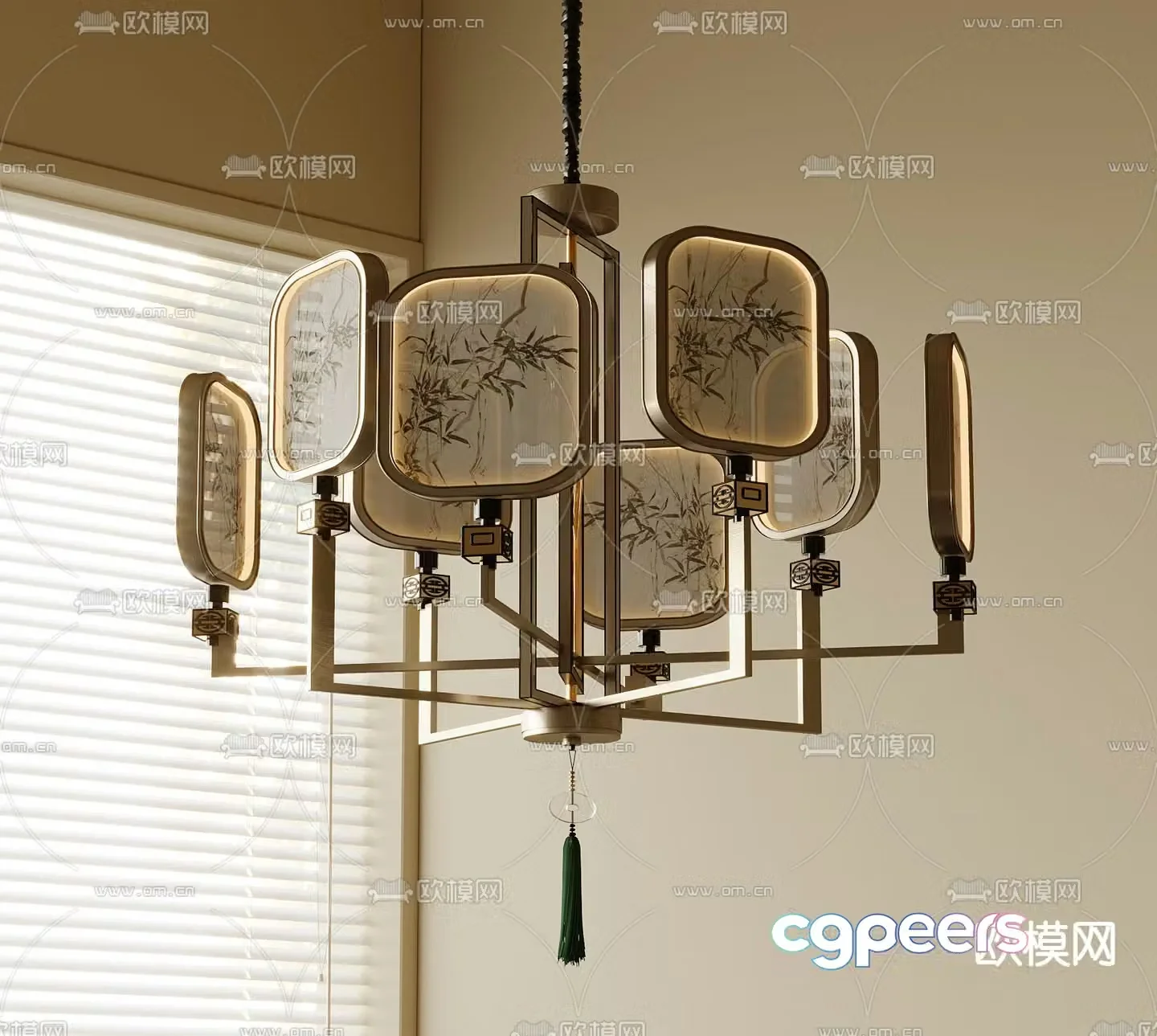 New Chinese style chandelier 3d model