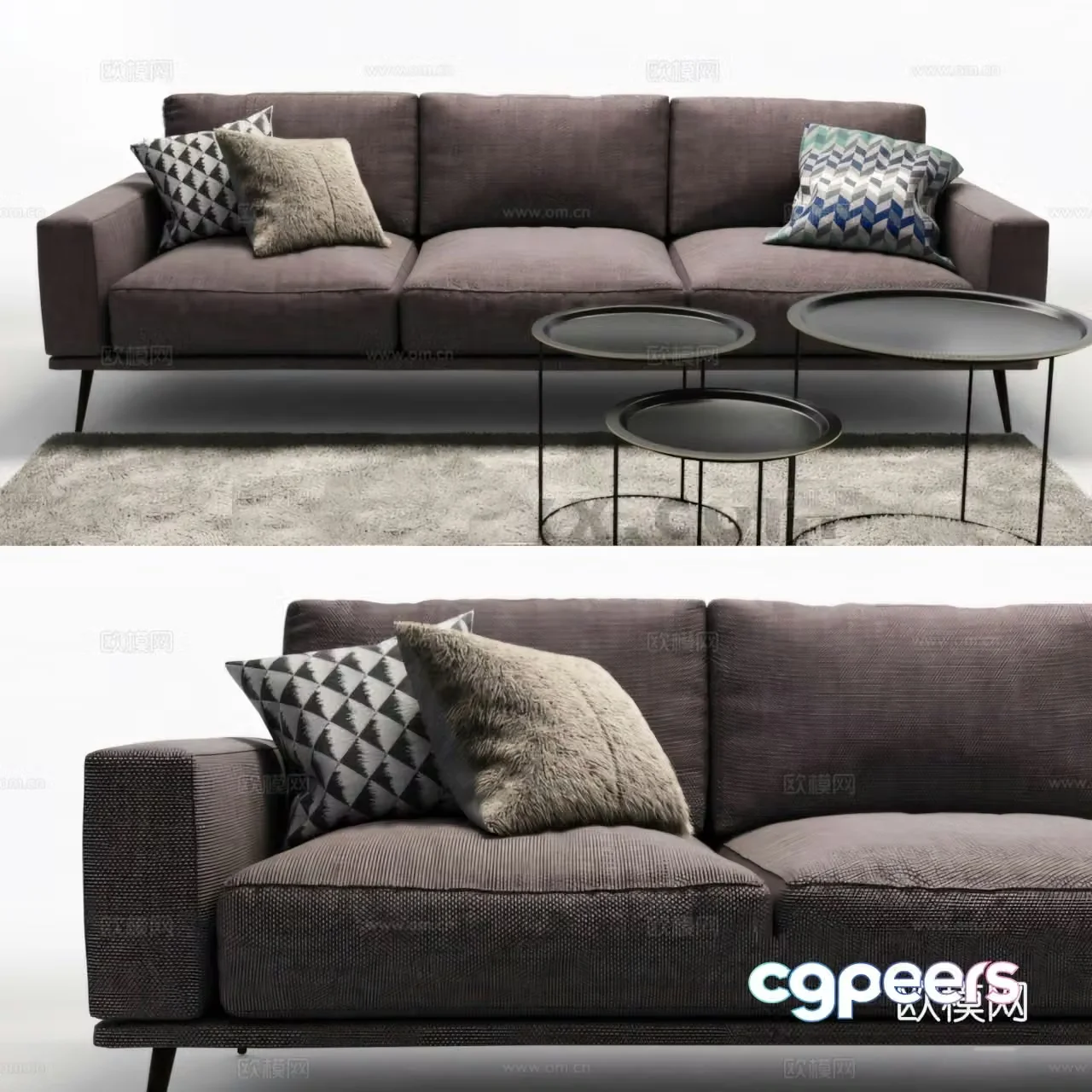 3D model of three seater sofa