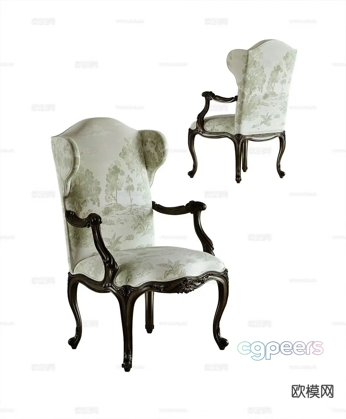 American chair dining chair book chair single chair 3d model