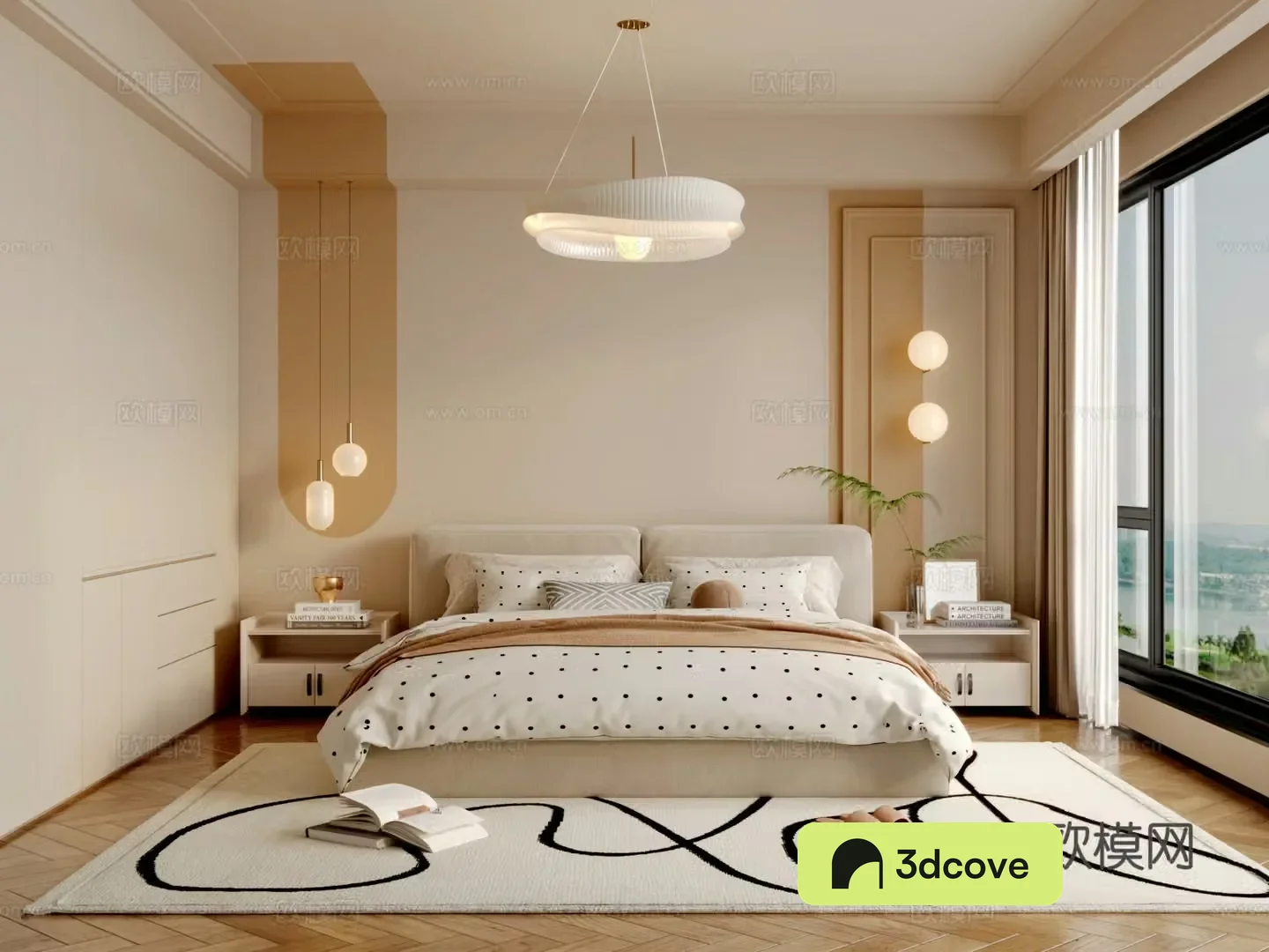 Modern creamy bedroom