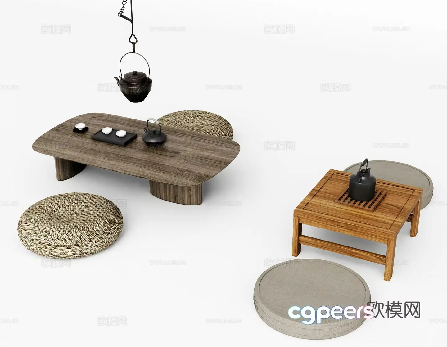 Chinese style tatami tea table 3d model