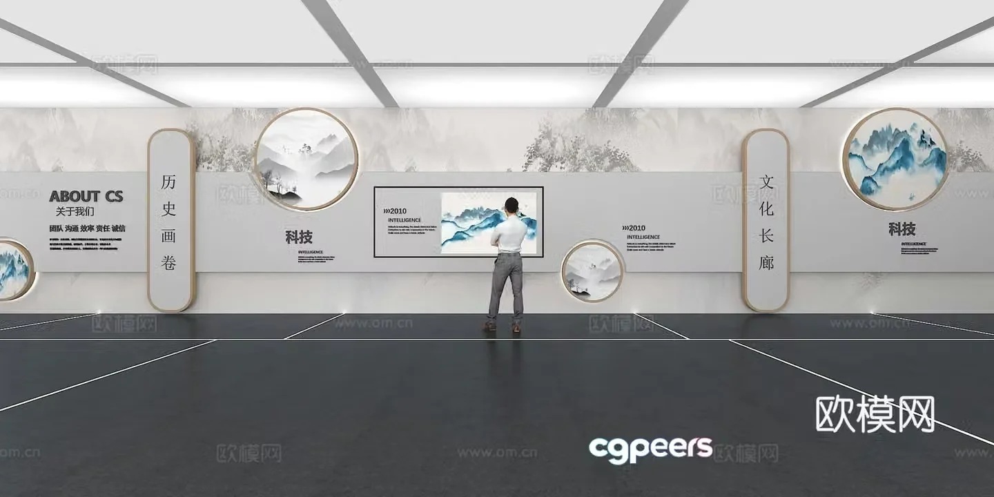 Cultural wall Corporate culture wall Display wall Classroom Exhibition hall Campus culture Corridor 3D model