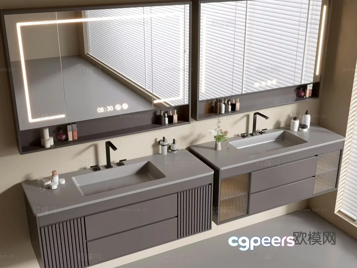 Modern bathroom cabinet bathroom basin bathroom ornaments mirror cabinet sink 3d model
