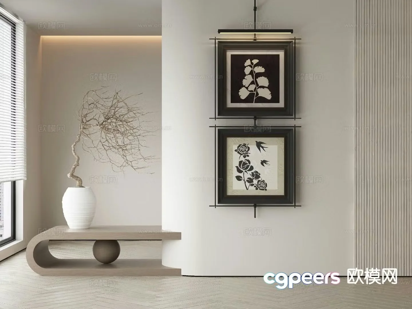 Modern art painting flower painting decorative painting 3d model