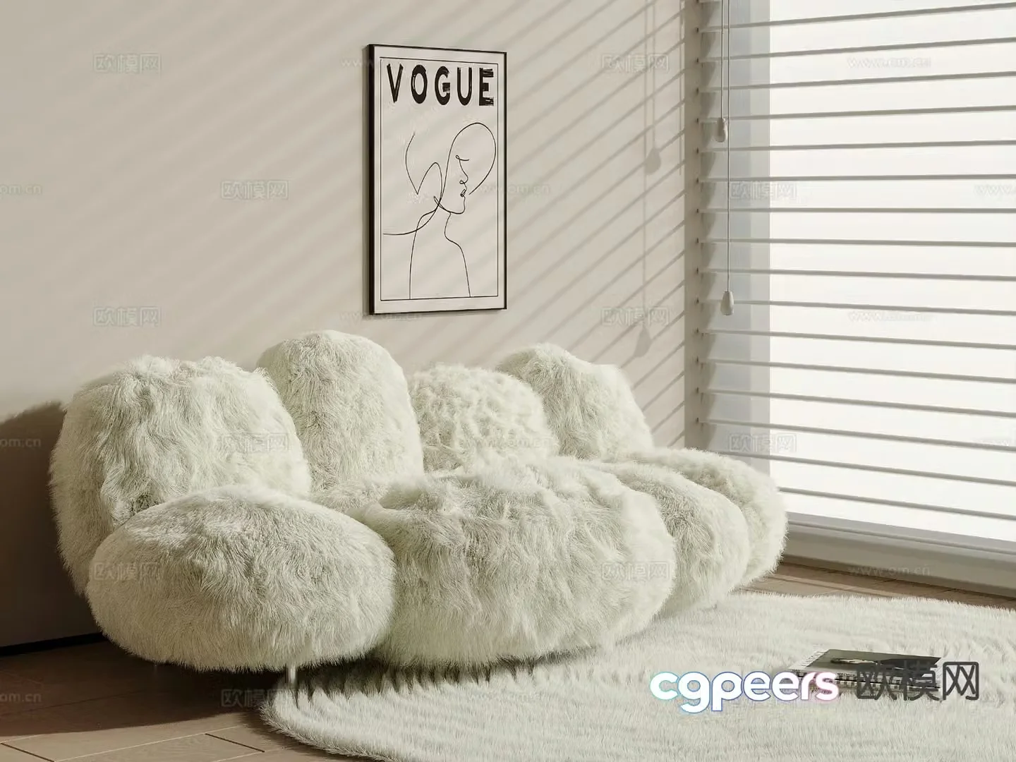 Modern plush sofa finger sofa 3d model