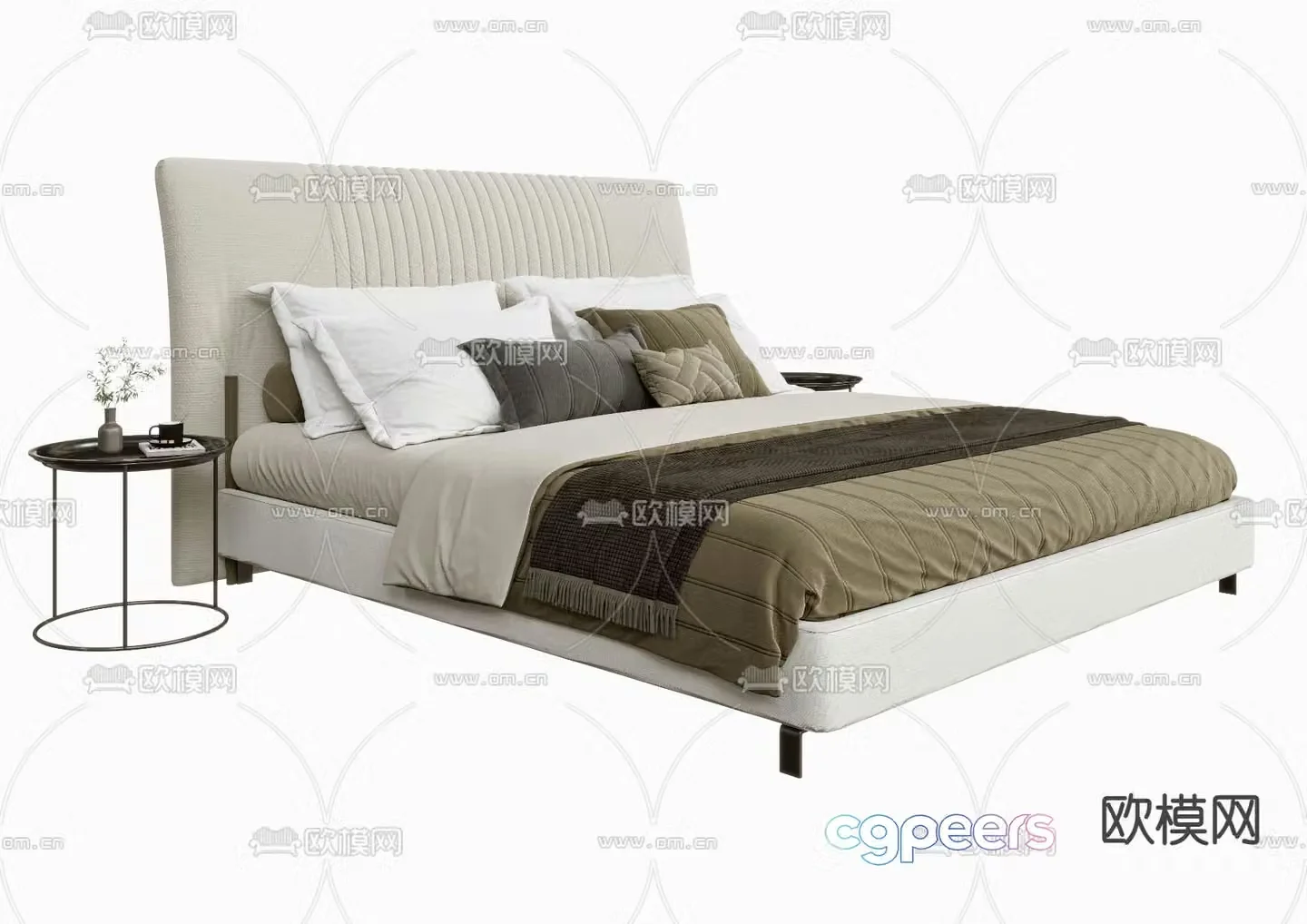 Poliform modern off-white double bed 3d model