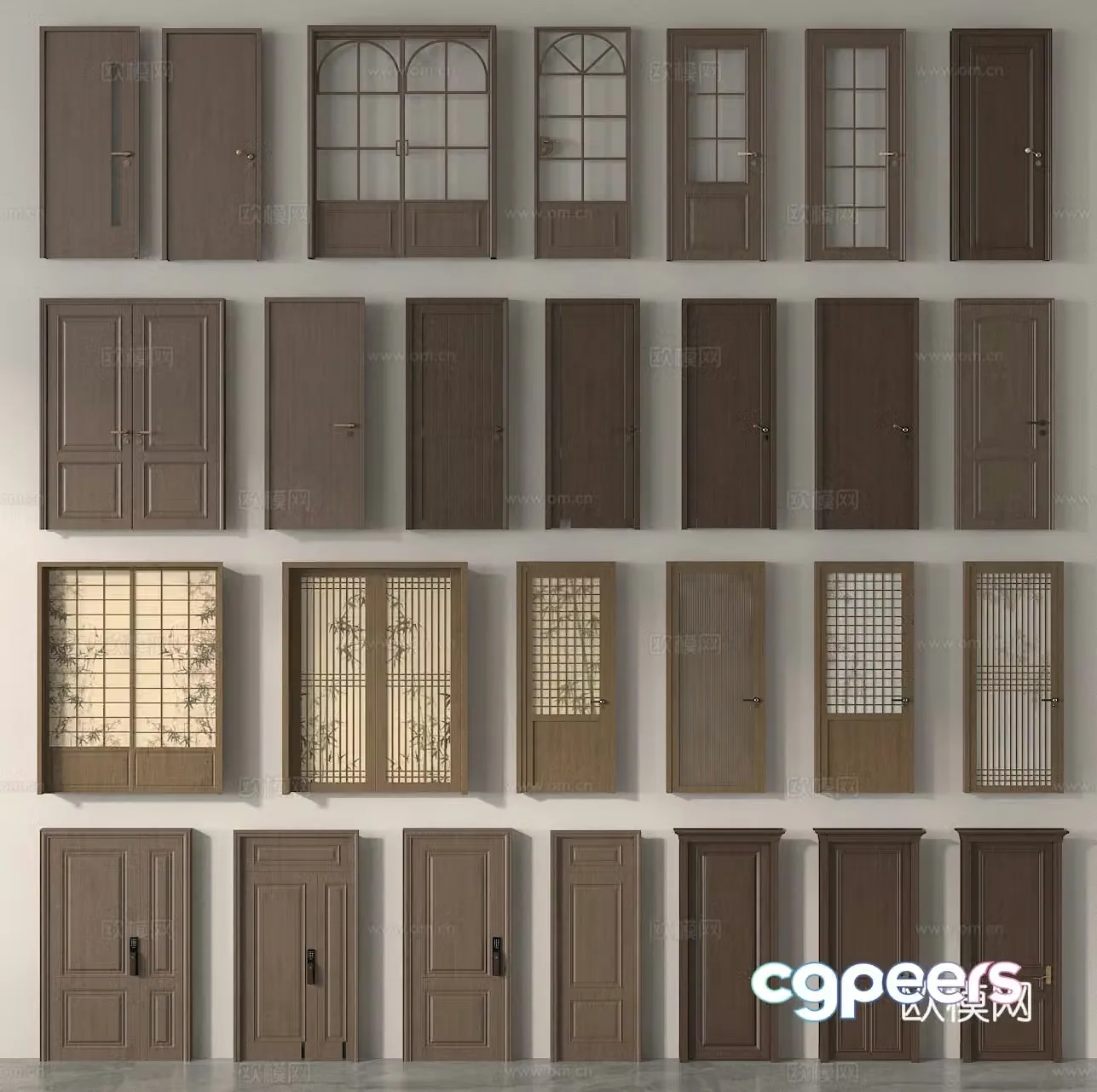 Glass door sliding door double-open door bedroom door kitchen and bathroom door single-open door bathroom door 3d model