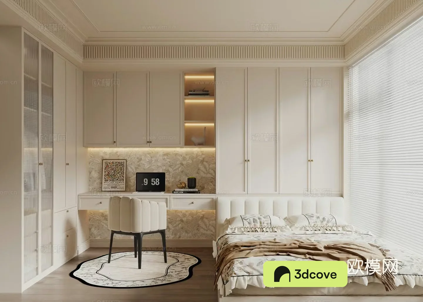 French tatami bedroom 3d model