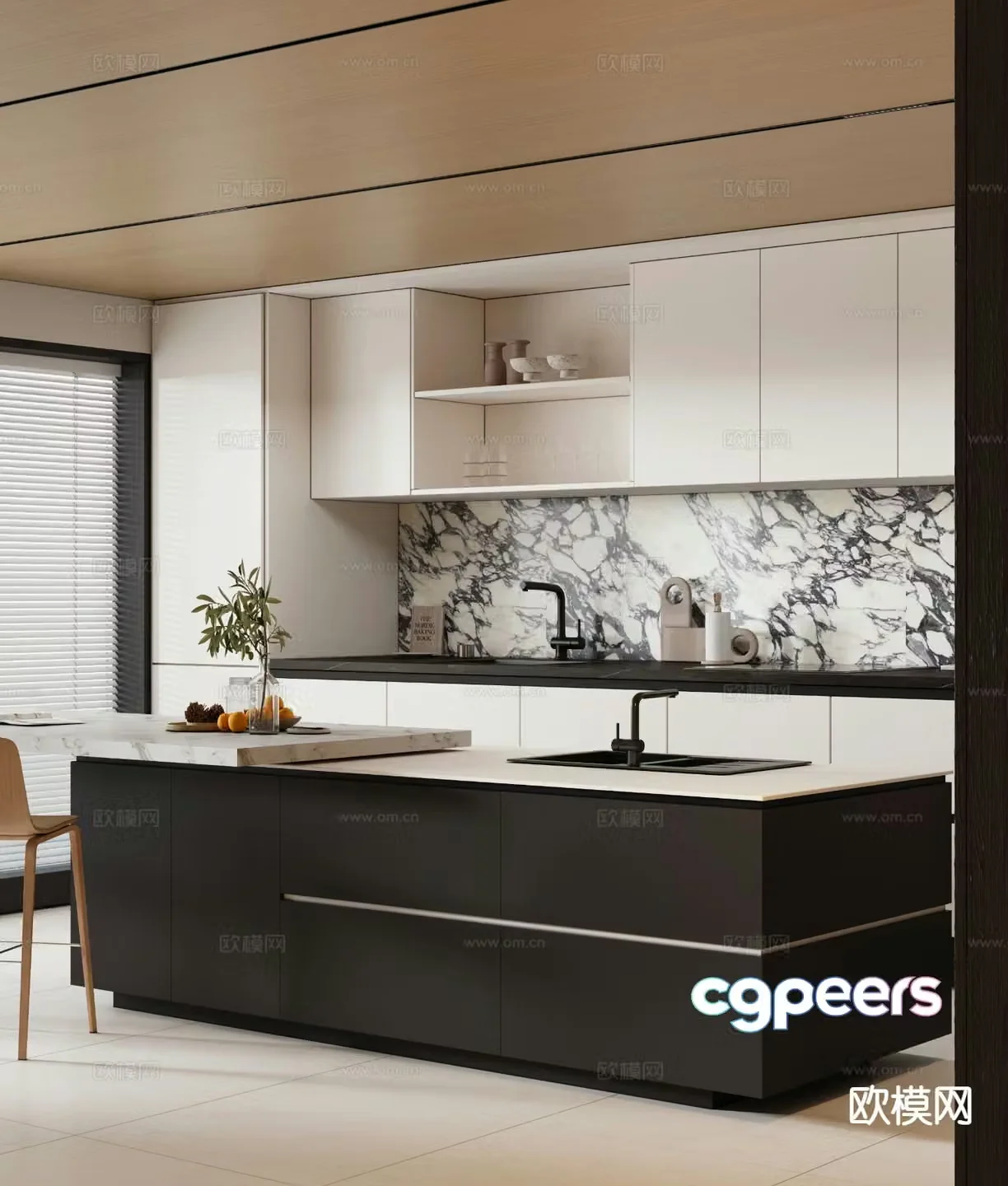 Modern island counter 3D model