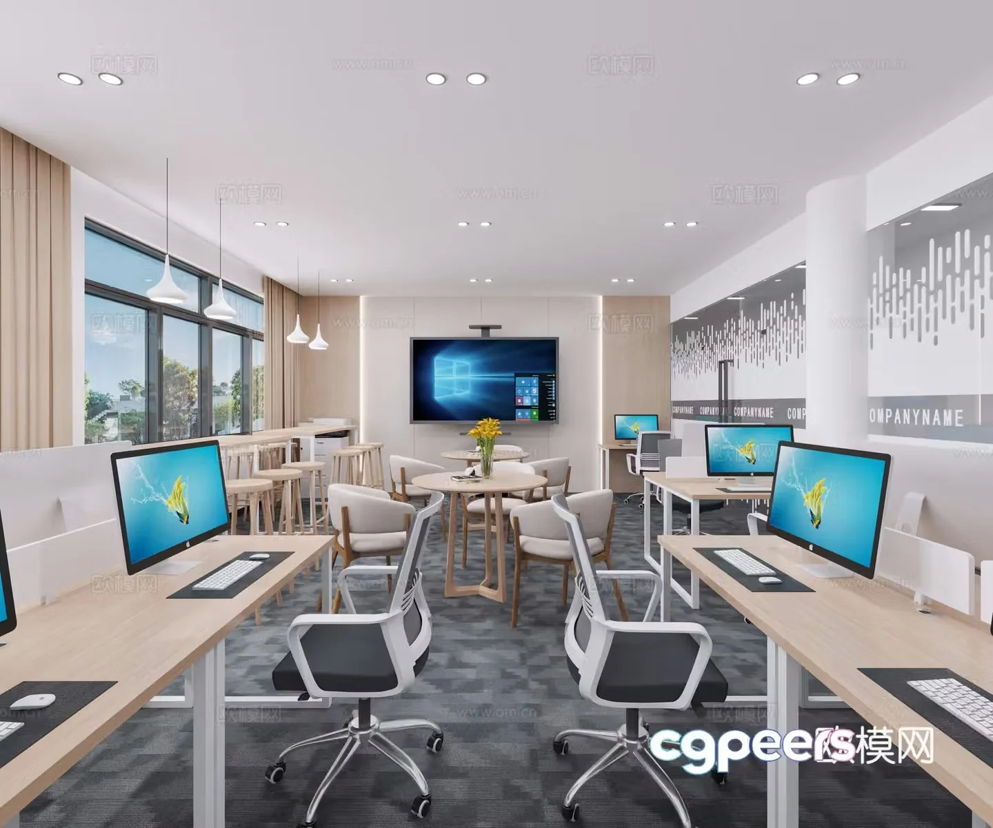 Modern school multimedia classroom reading room 3d model