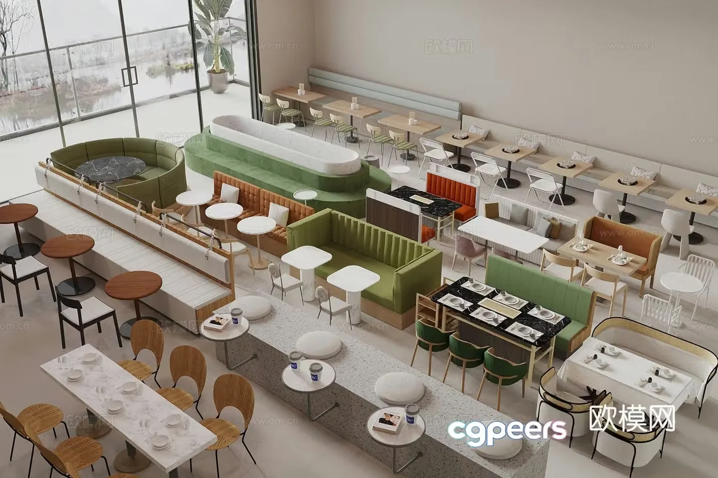 Modern card holder sofa Restaurant card holder leather sofa Double sofa Bar card holder sofa 3D model