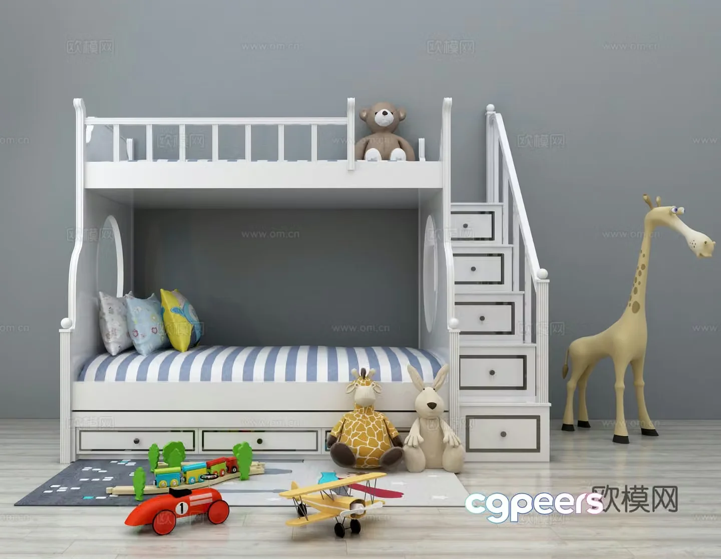 Children getting in and out of bed 3d model
