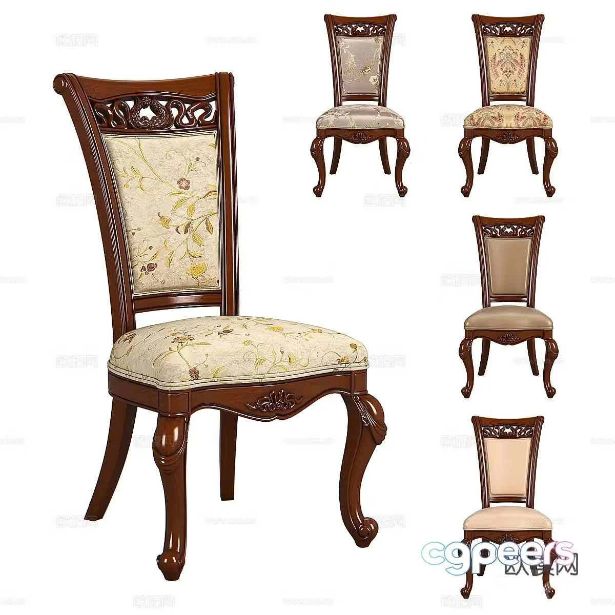 American retro single chair 3d model