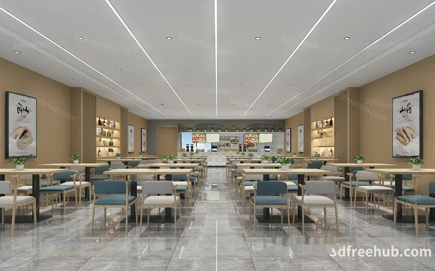 Modern Dining Room 3D Model – 7362 – VRAY Render