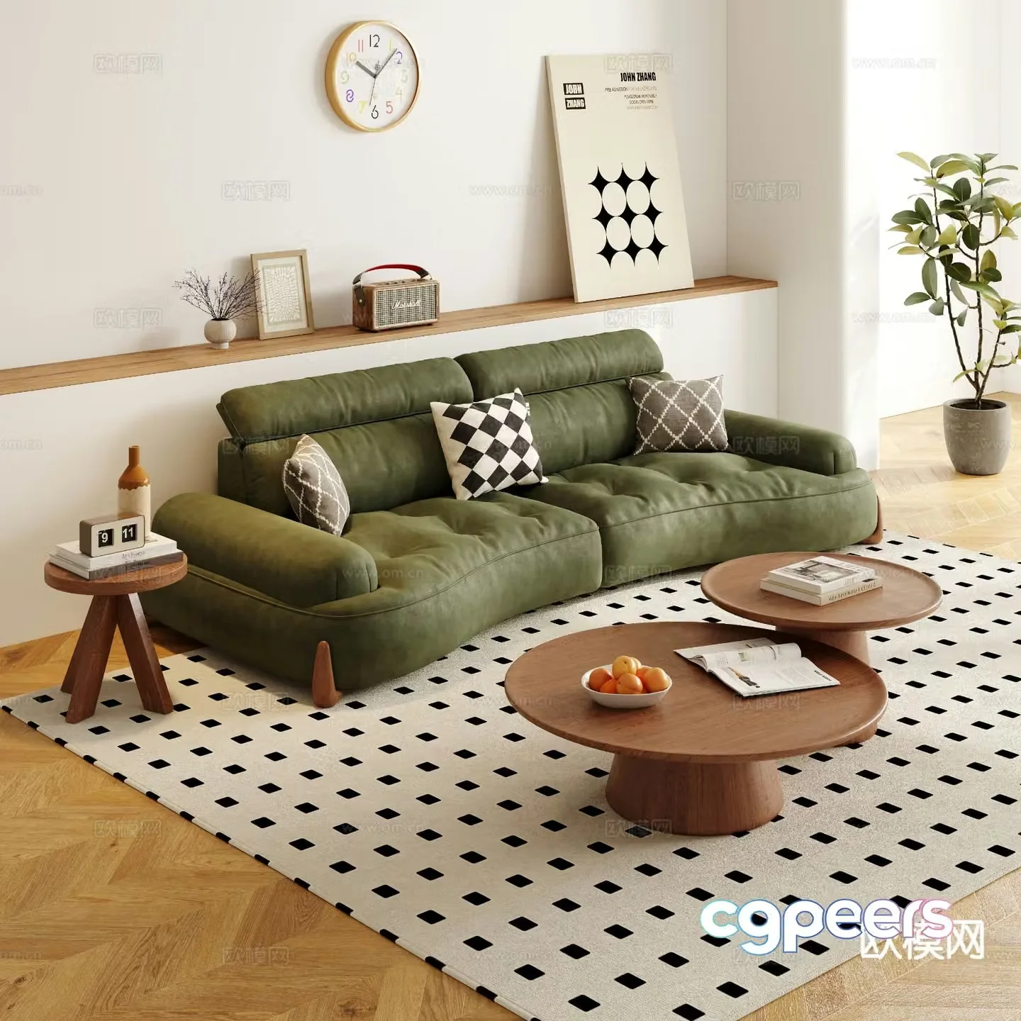 Medieval style double sofa living room sofa 3d model
