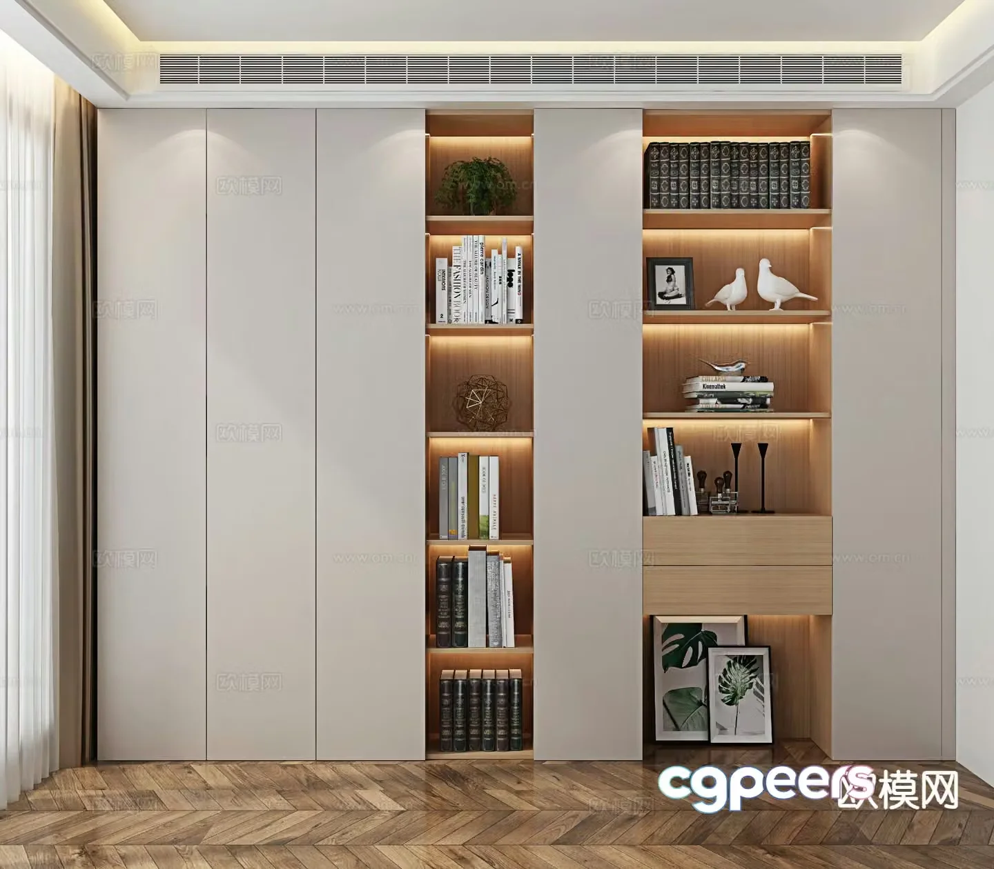 Modern bookcase 3d model