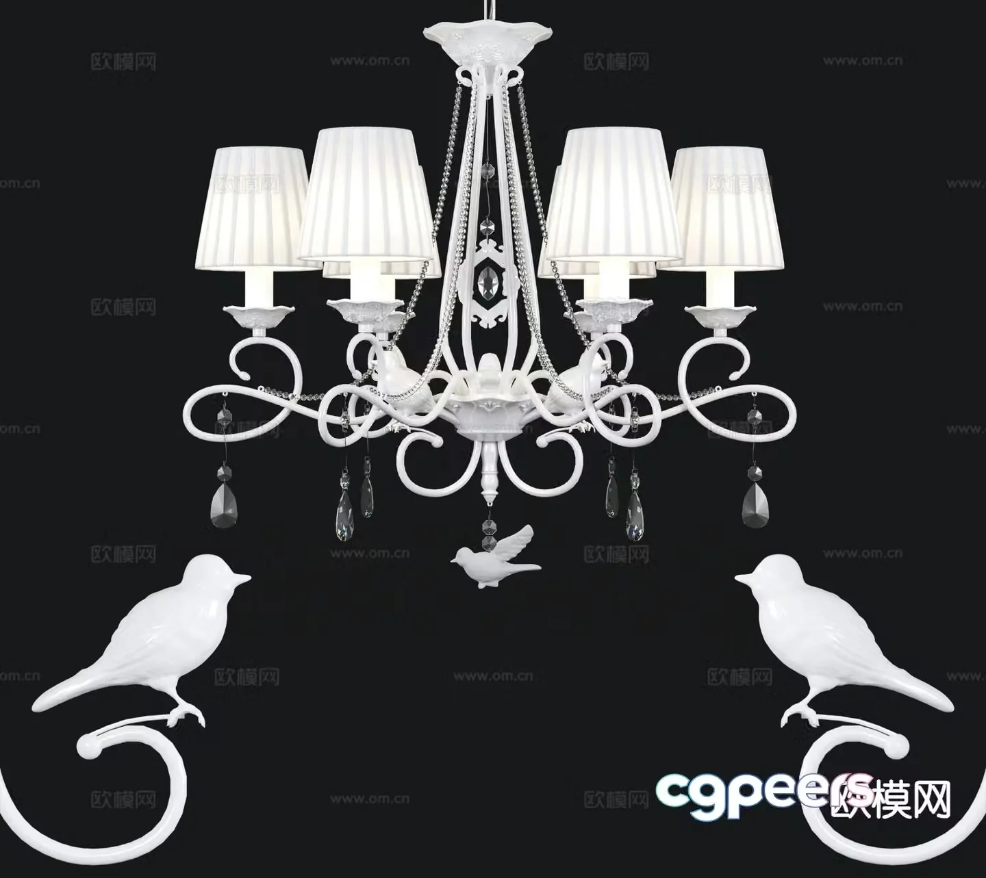 European style chandelier hall chandelier 3d model